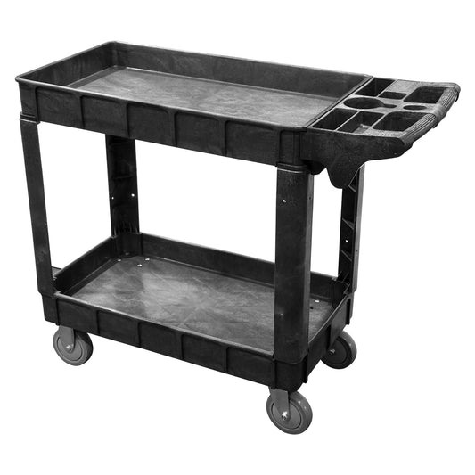 2-Shelf Rolling Utility Cart, Heavy-Duty Service and Tool Cart on Wheels, 40 x 17 Inch, 500 lb Load Capacity, Ideal for Garages, Warehouses, Church and Commercial Use