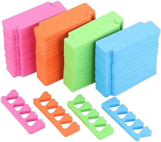 120pcs Toe Separators for Pedicure - Sponge Toe Separator for Nail Polish Party Nail Art Painting Toenails, 4 Funny Colors - Comfy and Soft