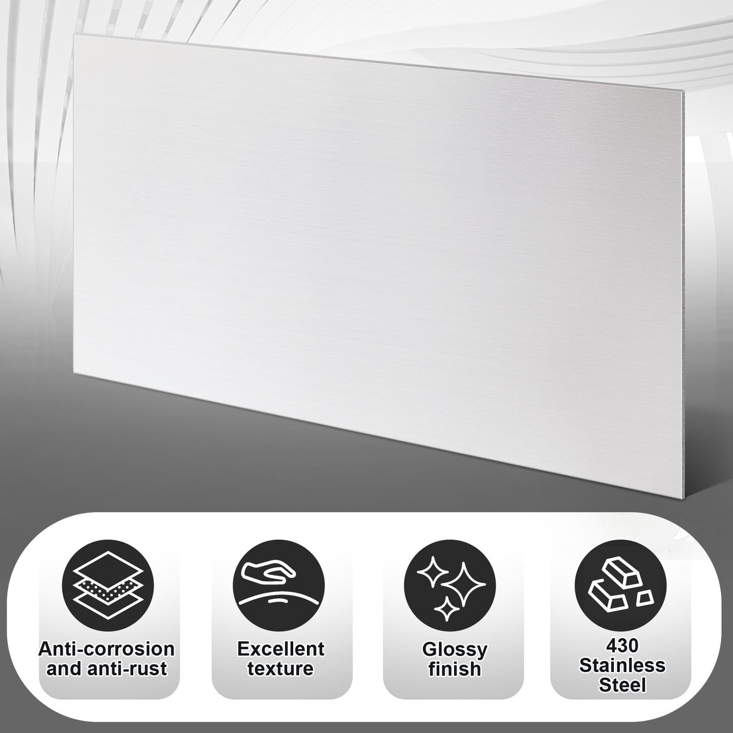 MorningRo 430 Stainless Steel Sheet Metal 24 x12 Inches 24ga Metal Plates Panel #4 Brushed Finish Magnetic Mount Board Wall Food Truck Restaurant Crafting Kitchen Floor Trailer Garage Gym (1 Pack)