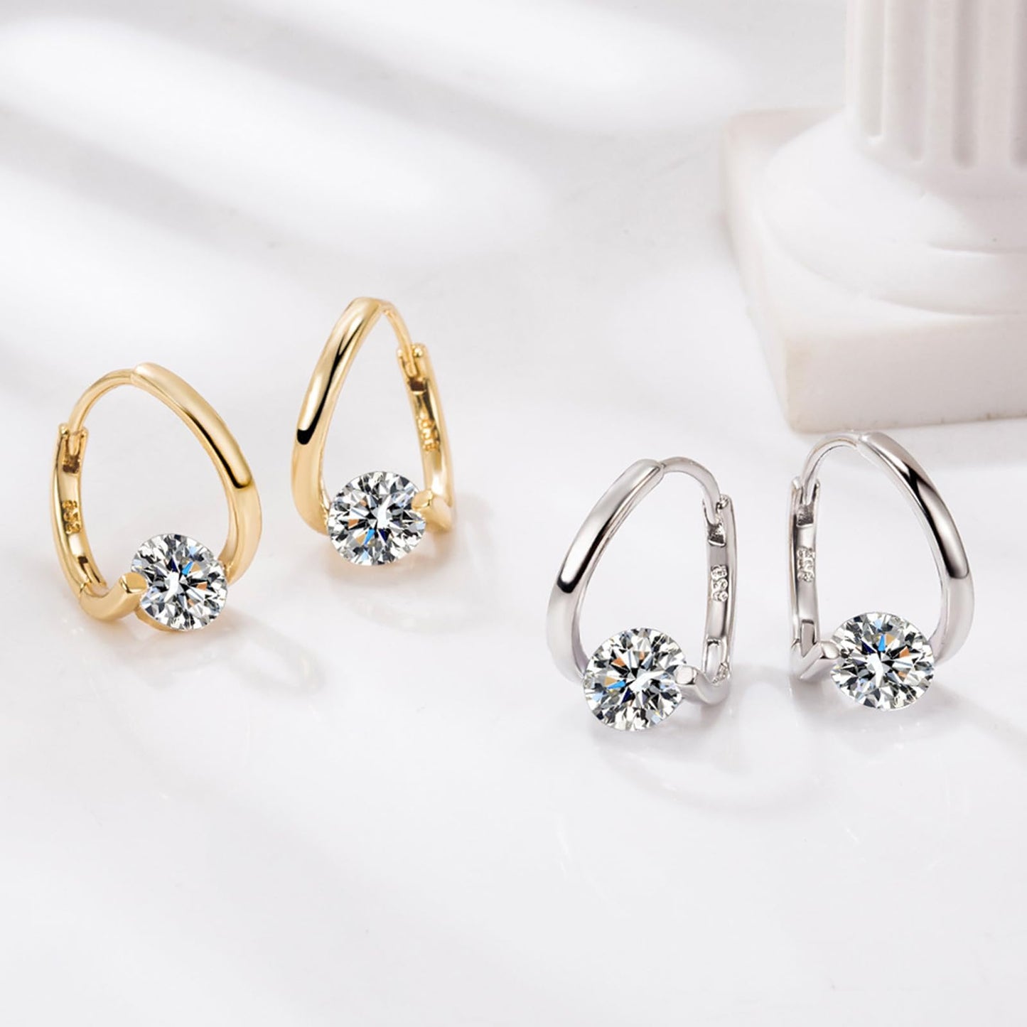 Lymphatic Earrings for Women Silver Zircon Hoop Huggie Earrings Dainty Fashion Jewelry Gifts