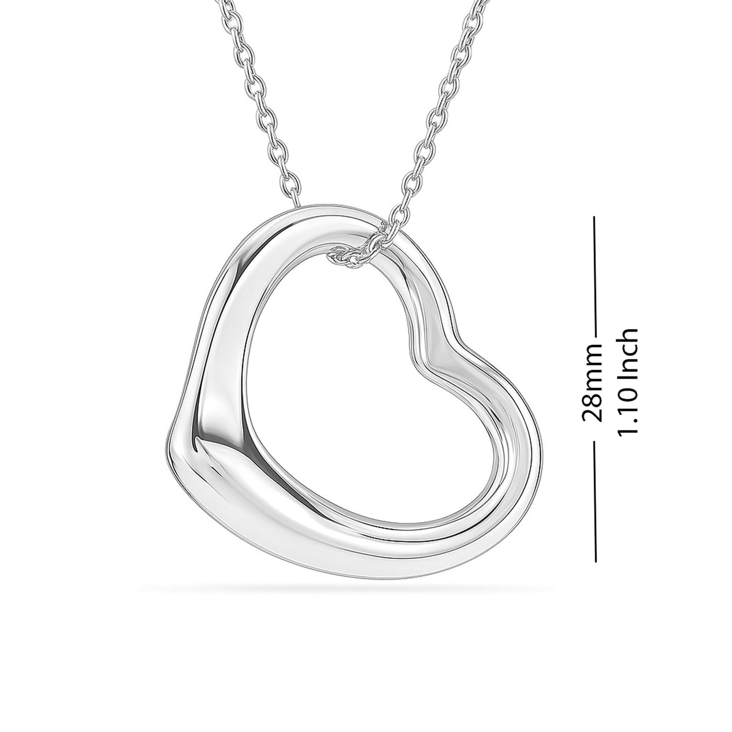 LeCalla 925 Sterling Silver Heart Necklace Open Heart Pendant Open Heart Necklace for Women Floating Love Heart Necklace 18 Inches