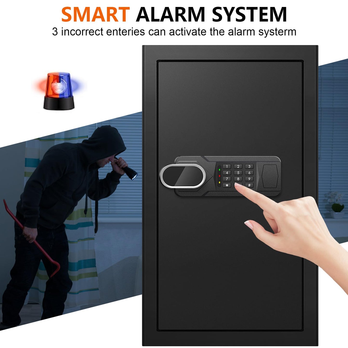 6.0 Cuft Large Fire and Waterproof Safes for Home, Anti-theft Fireproof Lock Box with Digital Keypad, Removable Shelves and Alert System, Personal Fire Proof Safe for Home Documents Valuables