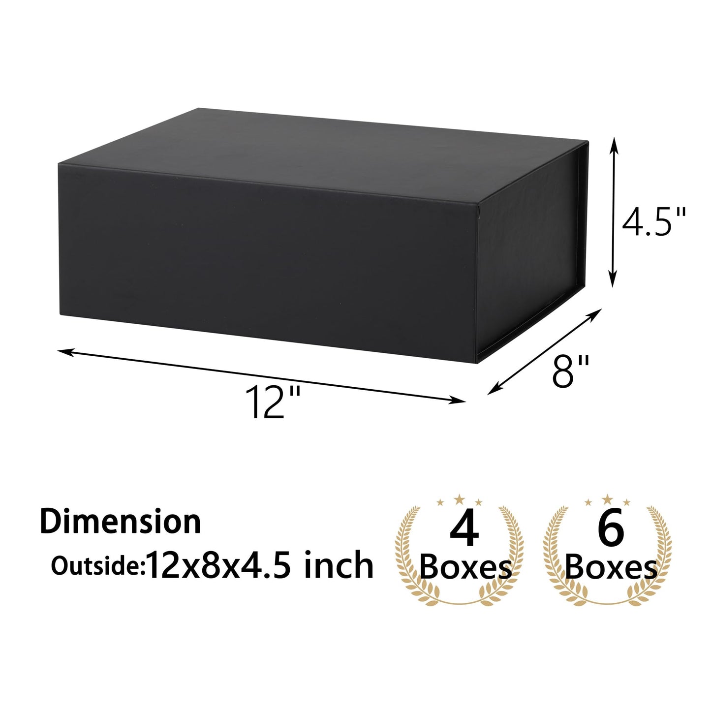MUMUPACK 4 Pack Black Gift Boxes With Lids,12x8x4.5 Inch Bridesmaid Proposal Box And Printable Stickers,Proposal Boxes With Ribbon For Wedding, Packaging, Present, Birthday
