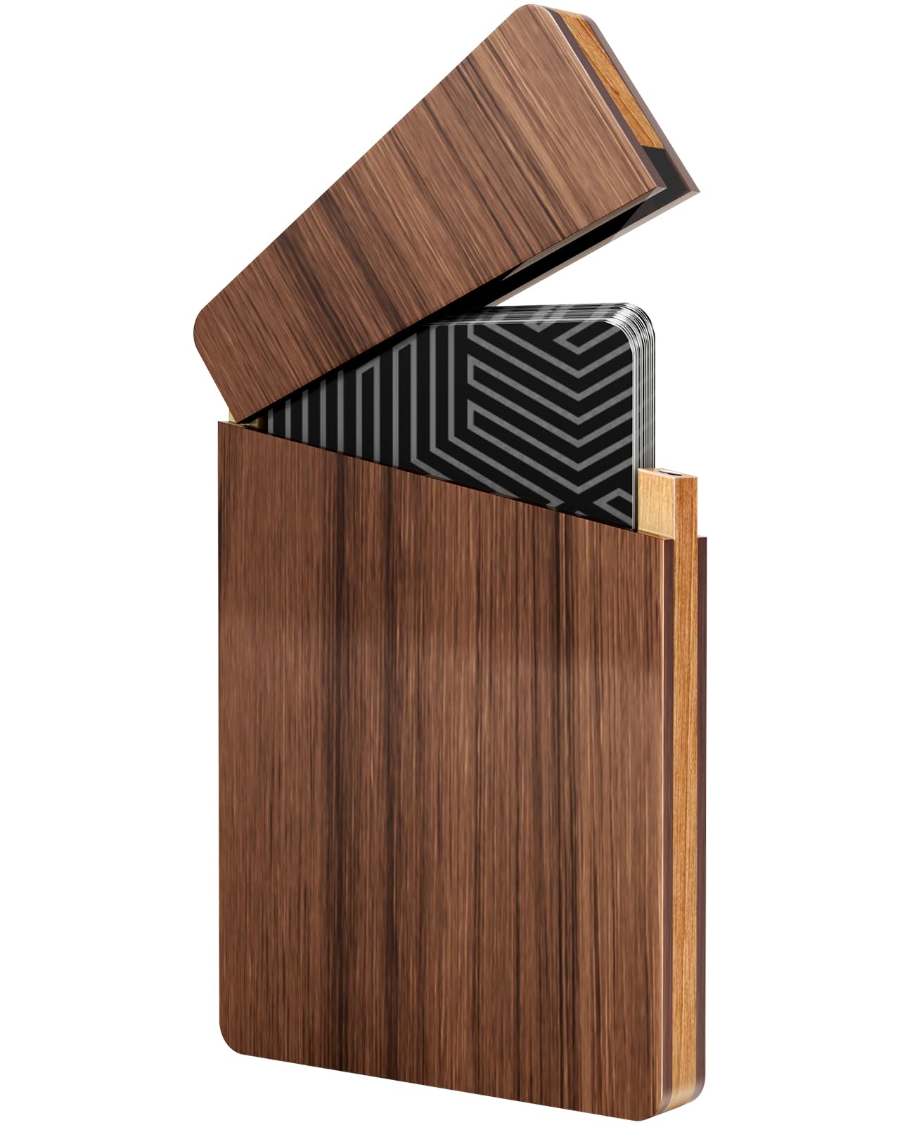 MaxGear Portable Wooden Business Card Holder for Men, Premium Walnut Business Card Case Walnut Credit Cards Pocket for Carrying Your Cards, Slim Magnetic Closure Card Holder for Business & Networking