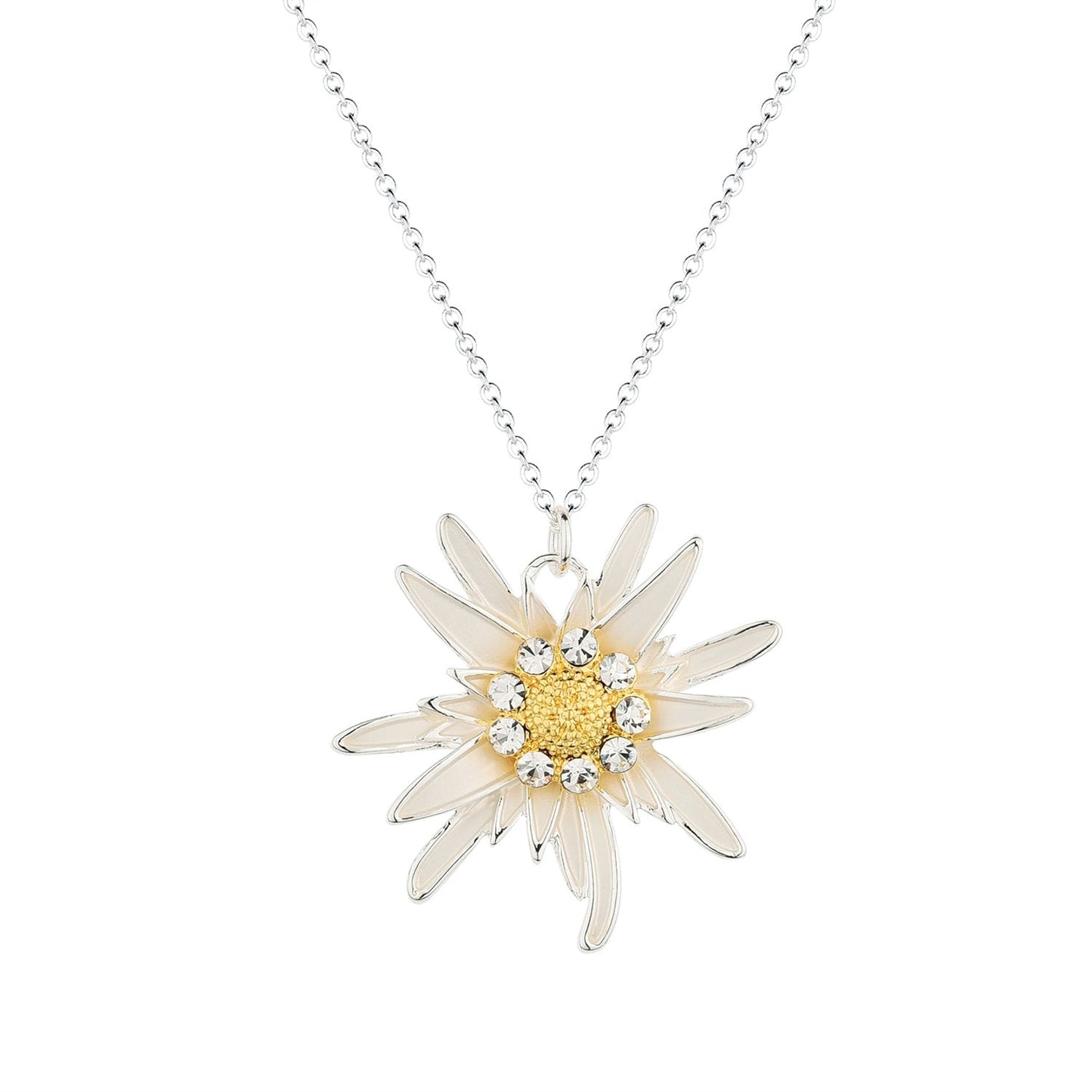 luomart Flower Edelweiss Pendant Necklace&Earrings,Sunflower Daisy Necklaces Jewelry Gift for Women (Necklace)