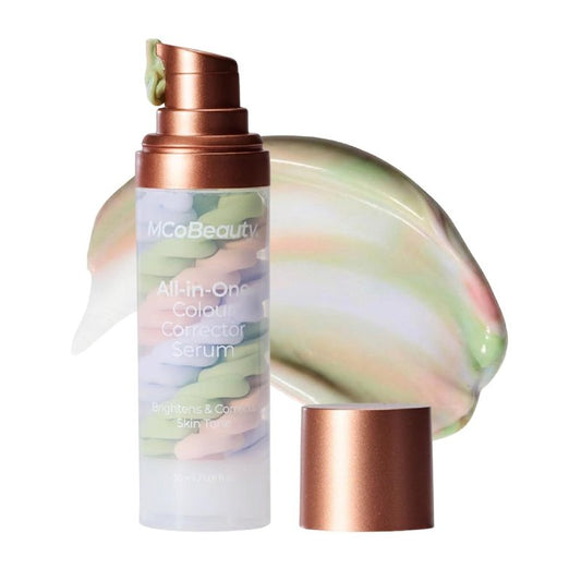 MCoBeauty All-In-One Color Correcting Primer Serum - Triple Pigment Blend Redness Corrector for Face - Brightening Gel Makeup Base with Niacinamide Hyaluronic Acid - Vegan & Cruelty Free