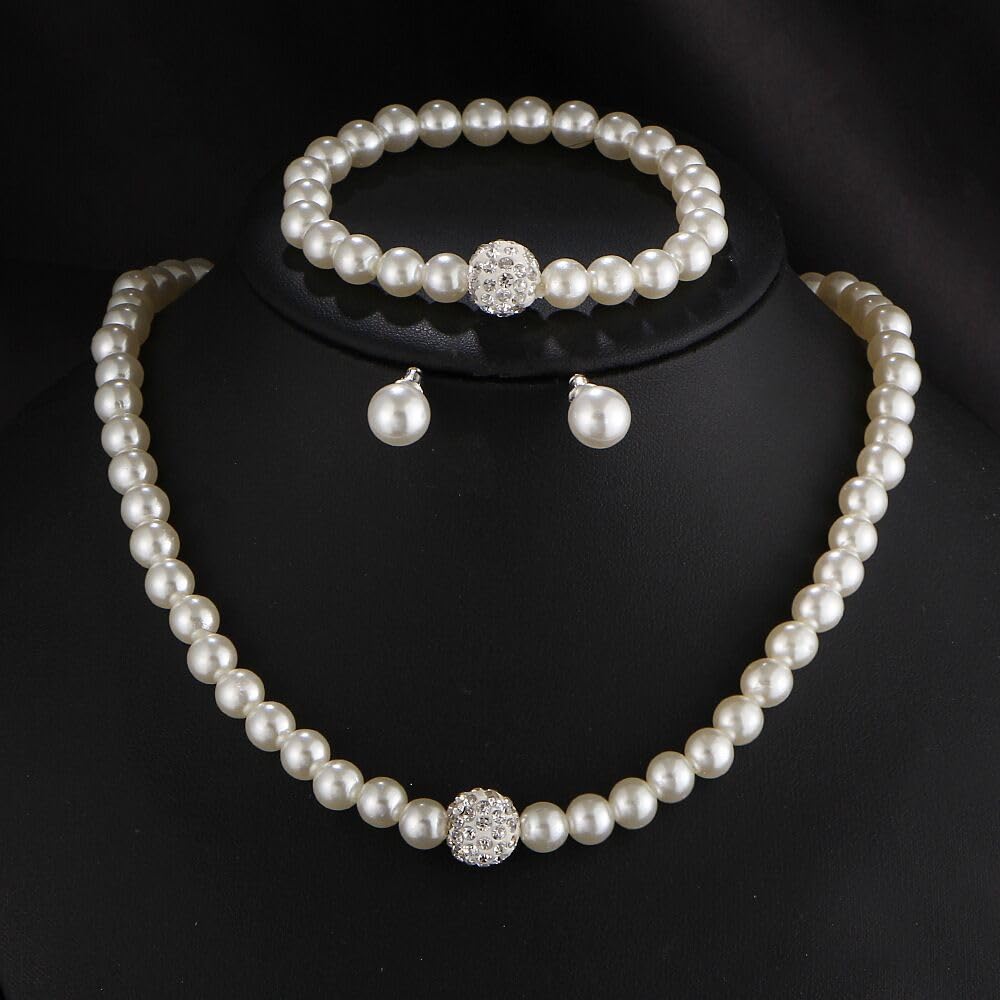 ONLYJUMP 8mm Luxval Pearl Necklaces Choker for Women Pearl Choker Necklace Strands Short Tiny Adjustable Chain Handmade Vintage Jewelry (set)
