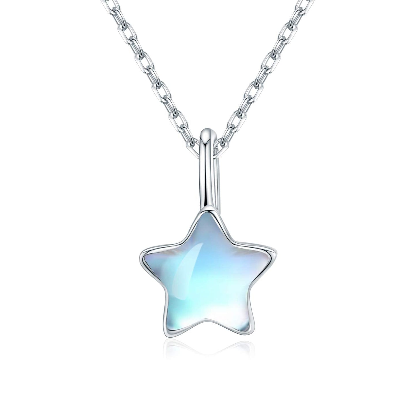 CUOKA MIRACLE Mothers Day Gift Moonstone Star Necklace 925 Sterling Silver Rainbow Moonstone Choker Pendant Celestial Jewelry for Women Hypoallergenic Gift Birthday