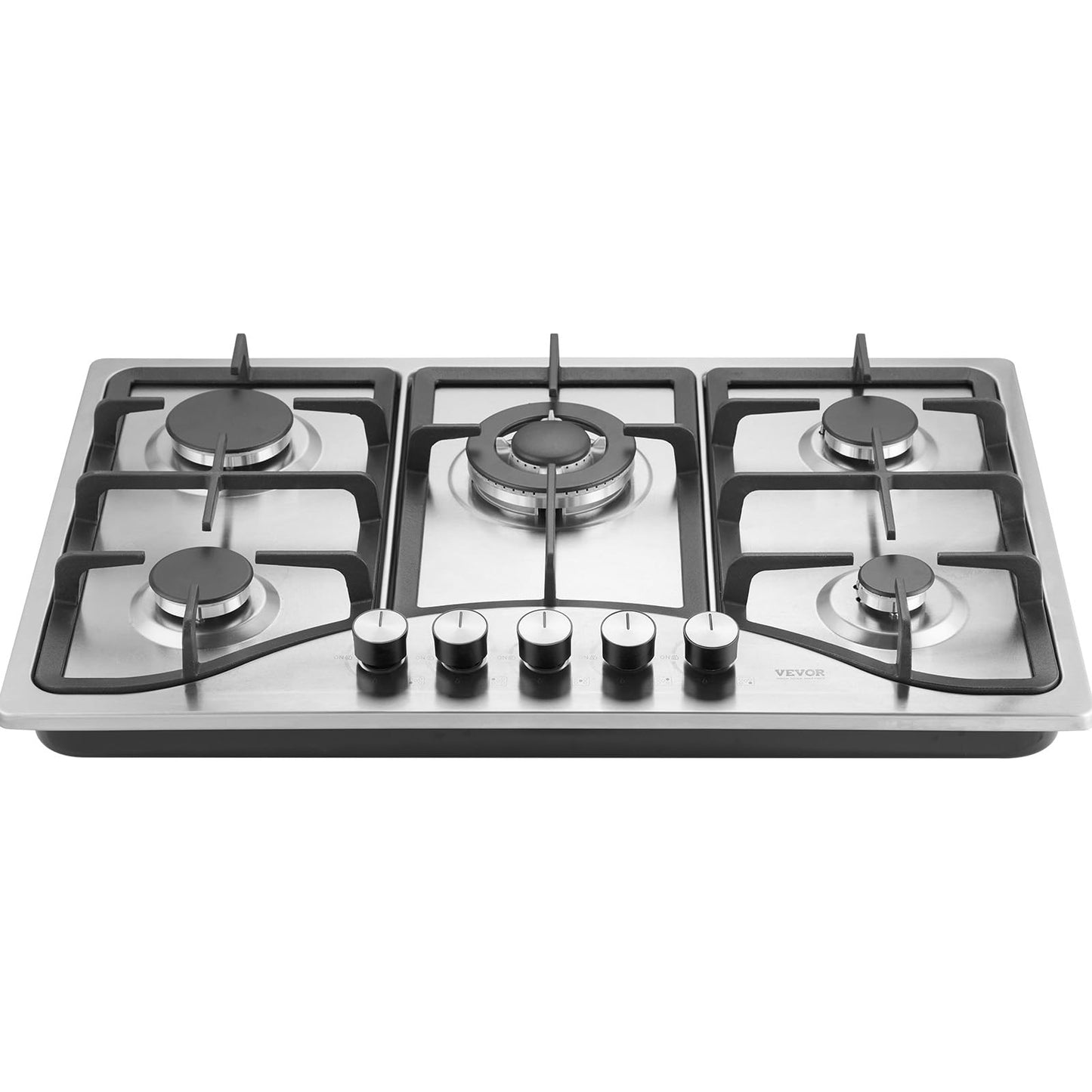 VEVOR 30-inch Gas Cooktop, 5 Burners Built-in Gas Stove Top, Max 12250BTU NG/LPG Convertible Stainless Steel Cooktops, with Thermocouple Protection for Camping, RV, Apartment