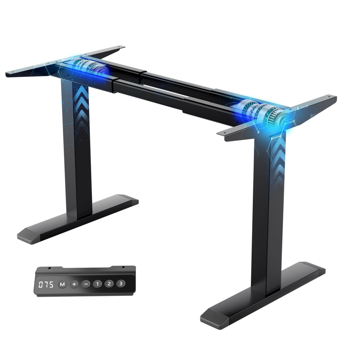 ZTTEN Dual Motor Electric Standing Desk Frame - 300 lbs Heavy Duty, 3 Memory Height Presets - Sit Stand Desk Frame, Computer Height Adjustable Desk Legs & Base for 43.3"–63" Desktop, Black Frame Only