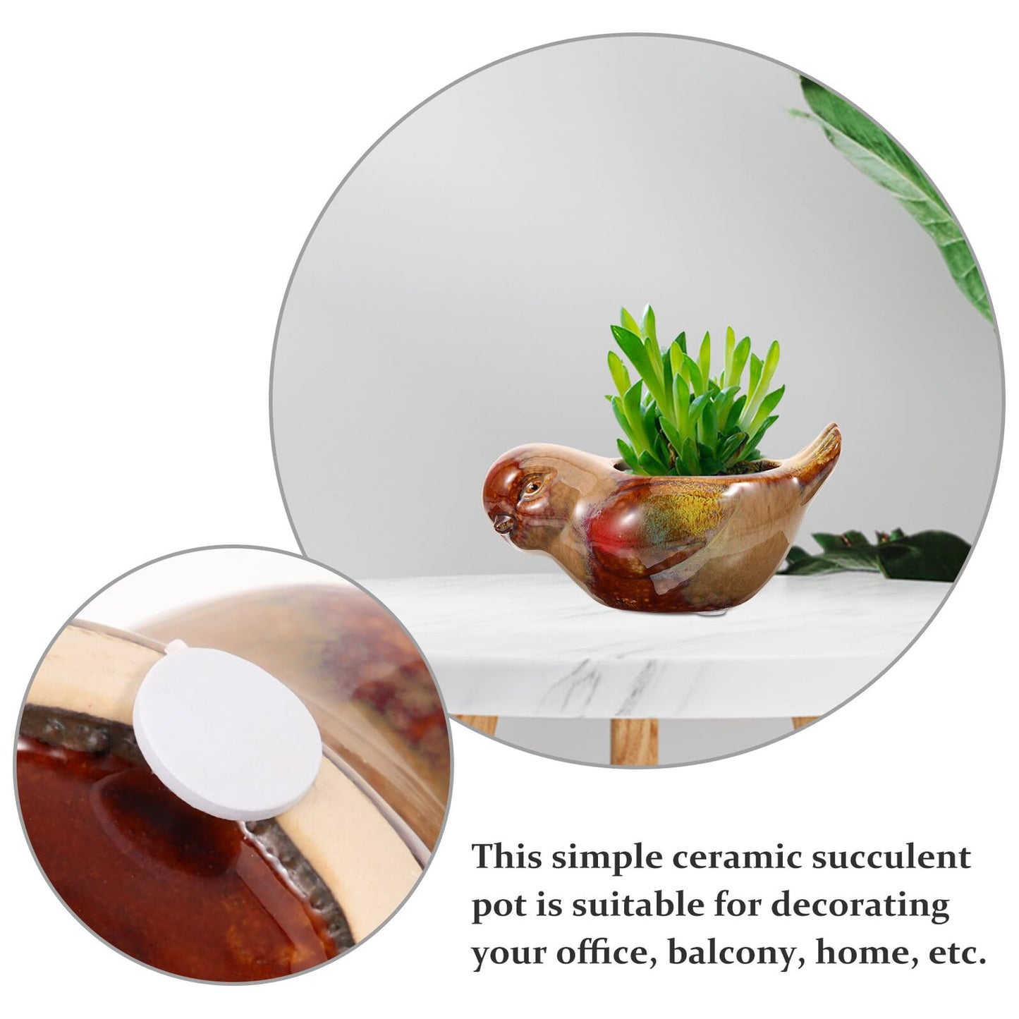 GAROZATION Ceramic Bird Shaped Succulent Planter Pot for Small Indoor Plants, Glazed Clay Material, Decorative Outdoor Garden Flower Pot, 1pcs Ceramic Planter