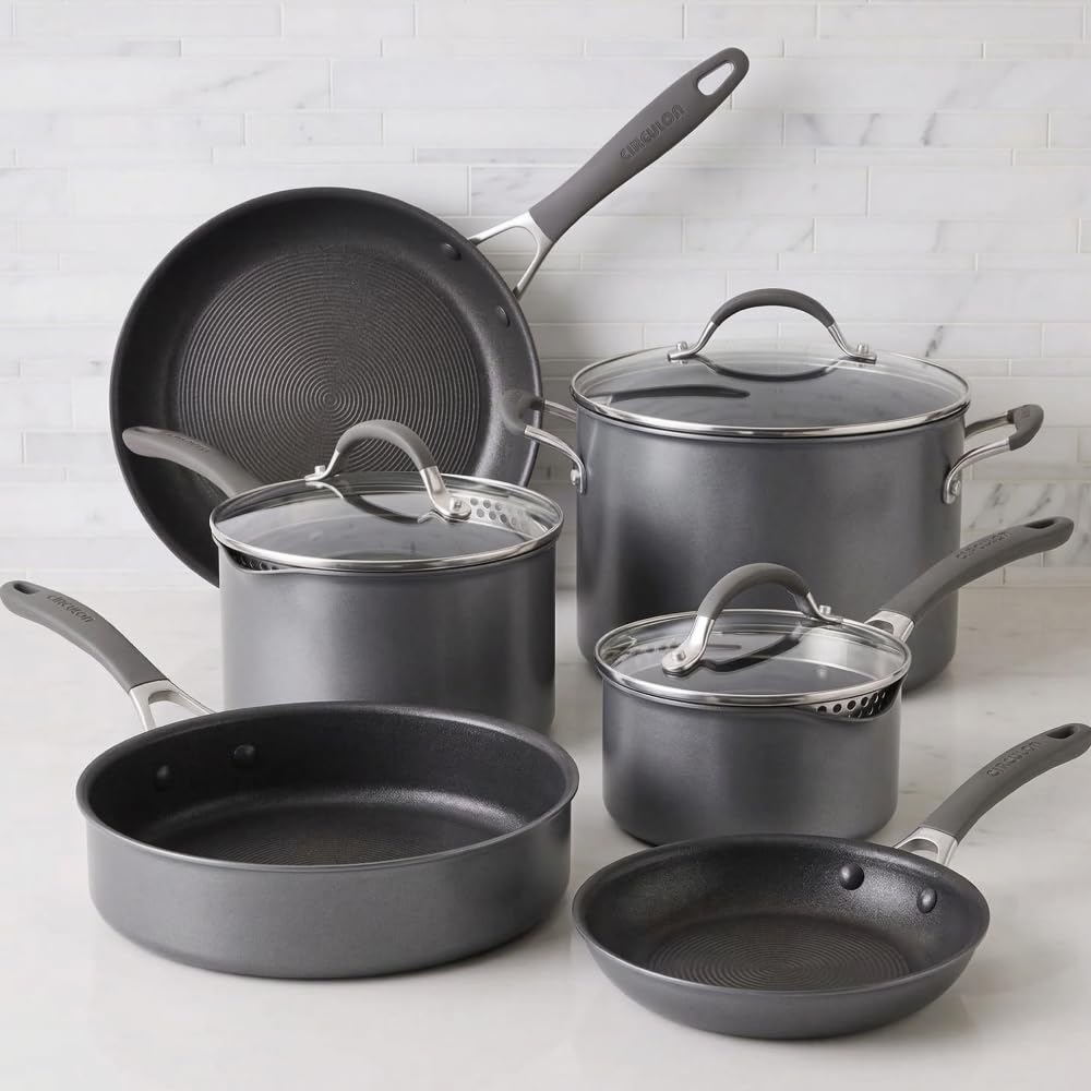 Circulon A1 Series with ScratchDefense Technology Nonstick Induction Cookware/Pots and Pans Set, 9 Piece, Graphite