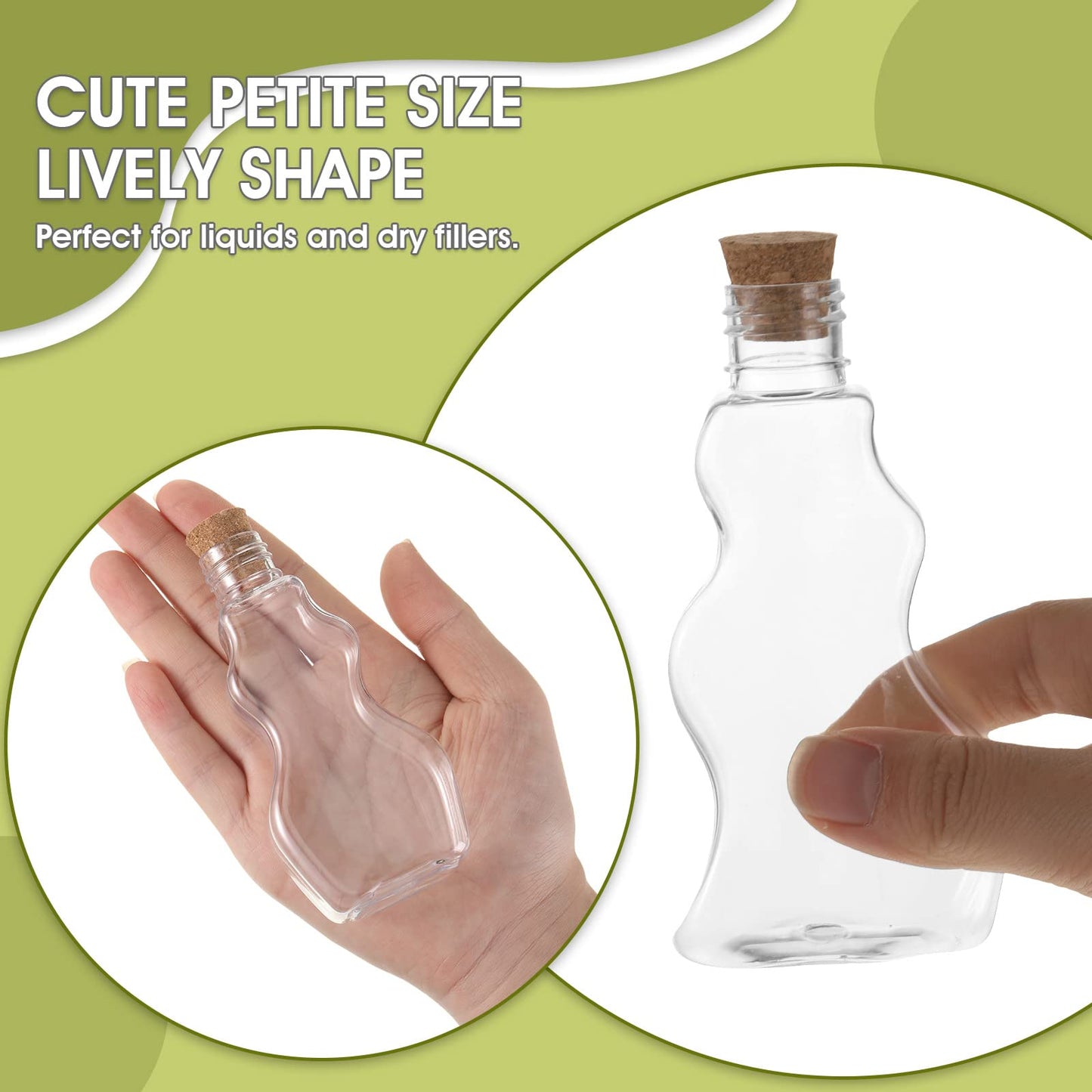 Yaomiao 30 Packs 2.5 oz Plastic Sand Art Bottles with Lids 3 Styles Sand Art Clear Containers for Wedding Invitations Fun Arts Crafts Supplies Decorations