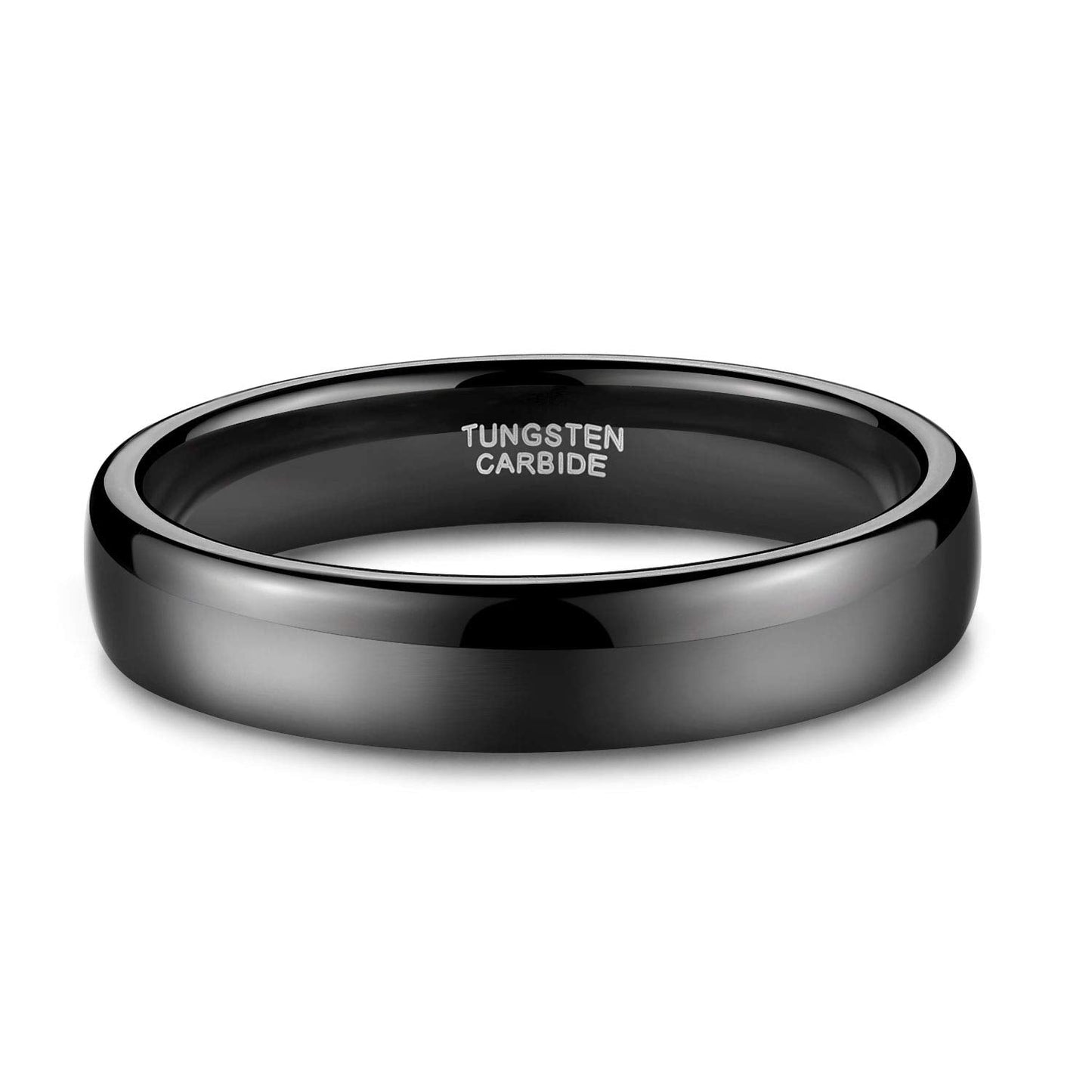 TRUMIUM 4mm Mens Womens Wedding Band Tungsten Carbide Black Rings High Polished Beveled Edges Comfort Fit Size 11.5