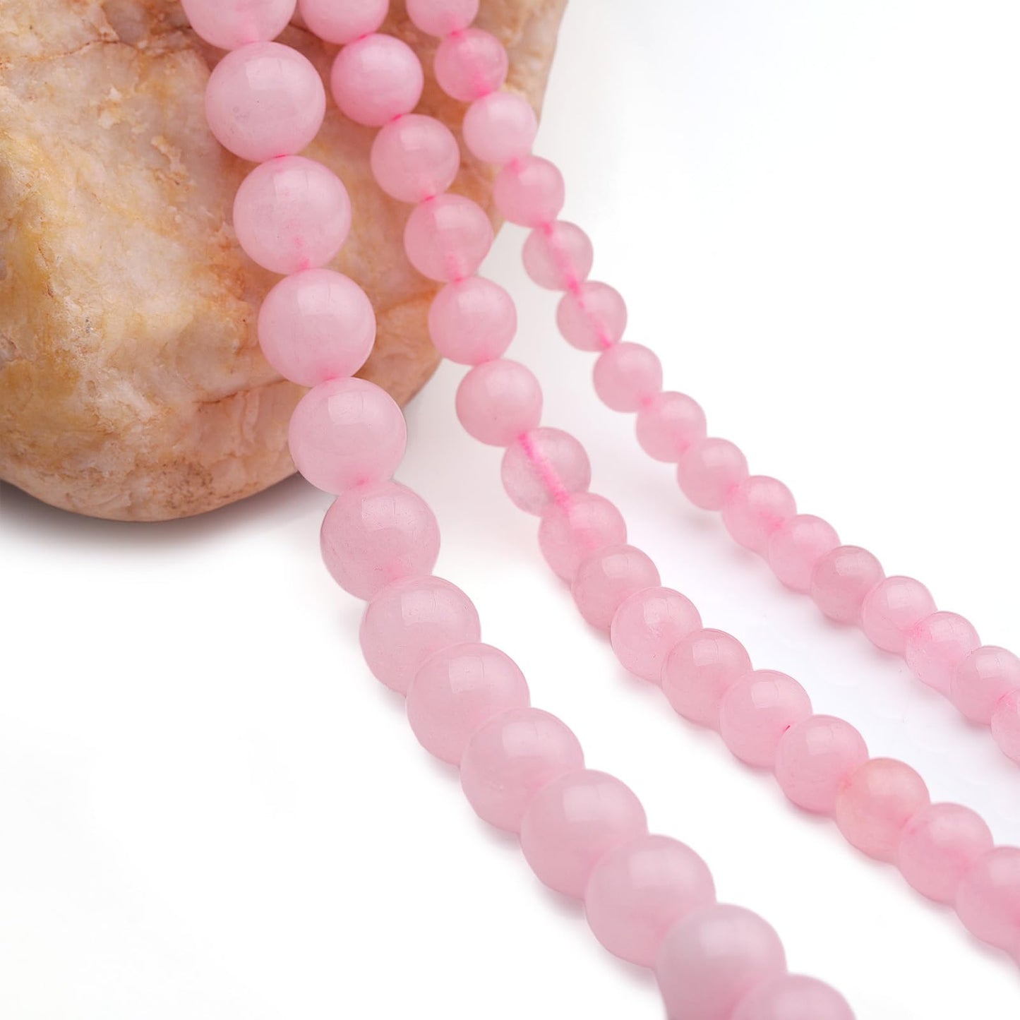 35pcs 10mm Natural Gemstone Beads for Jewelry Making Supplies,Pink Jade Healing Crystal Polished Round Loose Stone Beads for Bracelet Necklace 15 Inch