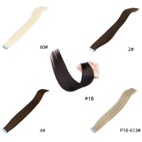 VADES Invisible Tape In Hair Extensions Remy Human Hair Highlights Double Sided Tape In Hair Extensions Human Hair 12 Inch 40 Pieces 80 Grams Straight Seamless Skin Weft Extensions