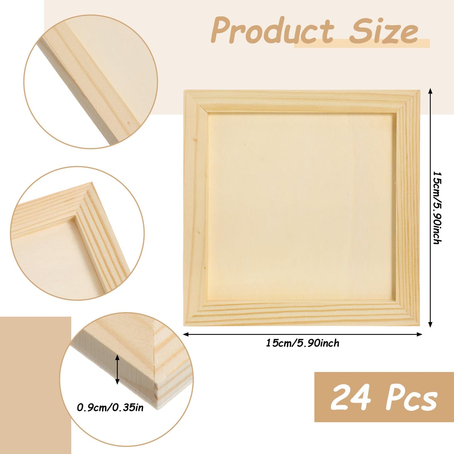 Afcabakila 24pcs Unfinished Wood Canvas Panels for Painting 6''x 6''Unfinished Wood Canvas Panels for Crafts Woods Panel Boards DIY Drawing Pouring Art Projects with Oils, Acrylics