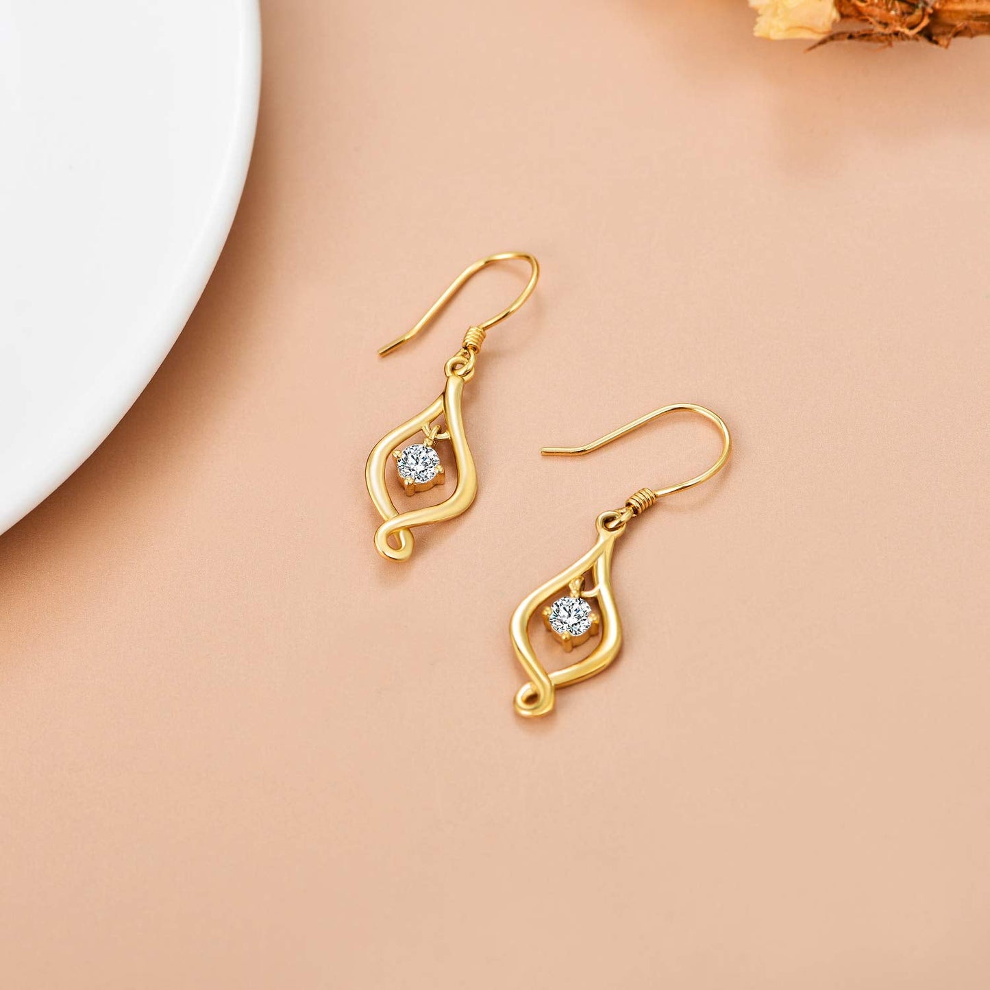 SISGEM 10K Solid Gold Infinity Drop Earrings for Women,Yellow/White Gold Moissanite Infinite Love Dangles Earrings Birthday Gifts for Wife Mom