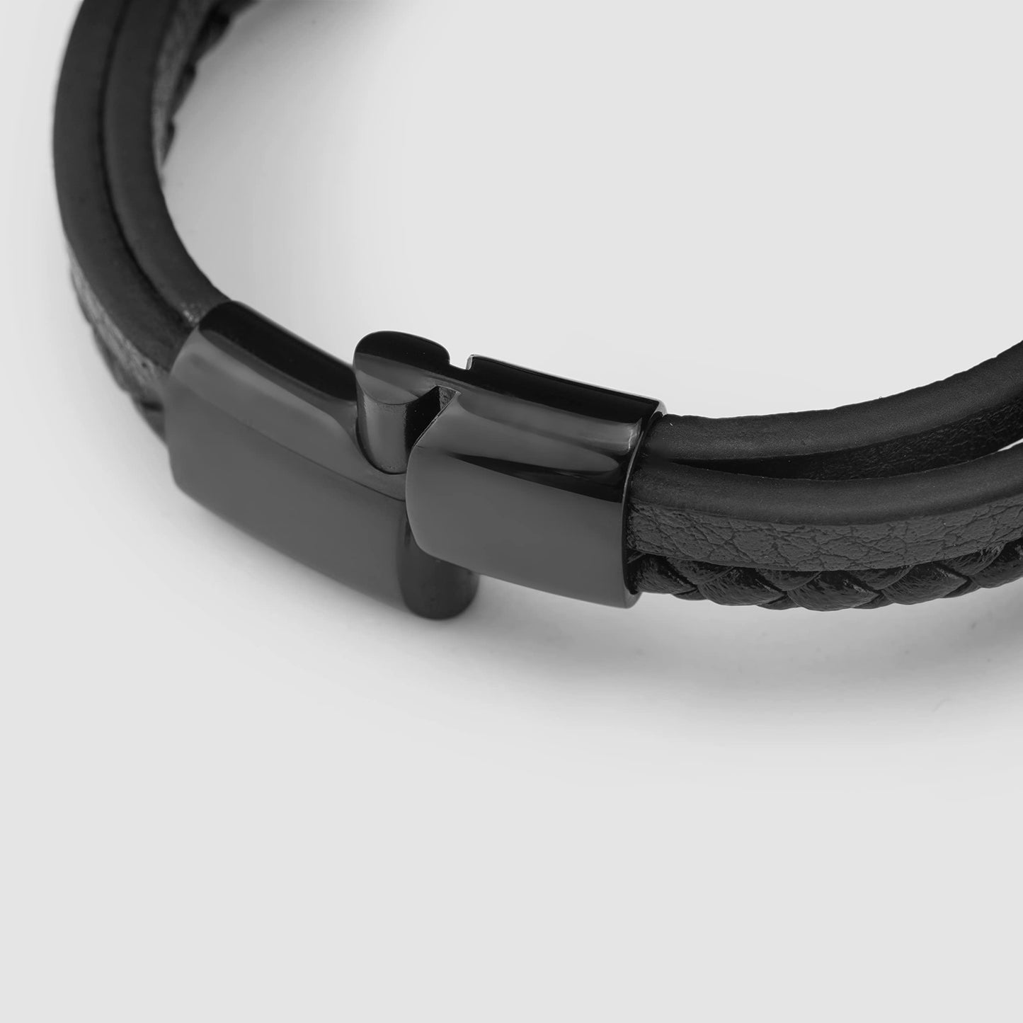 SERASAR Pulseras para Hombres 17cm Black Leather Bracelets for Men Brown Cowhide Gift Box Braided Bracelet Stainless Steel Jewelry Wrist Band Cuff Wrap Rope Bangle Dad Man Cuero Regalo