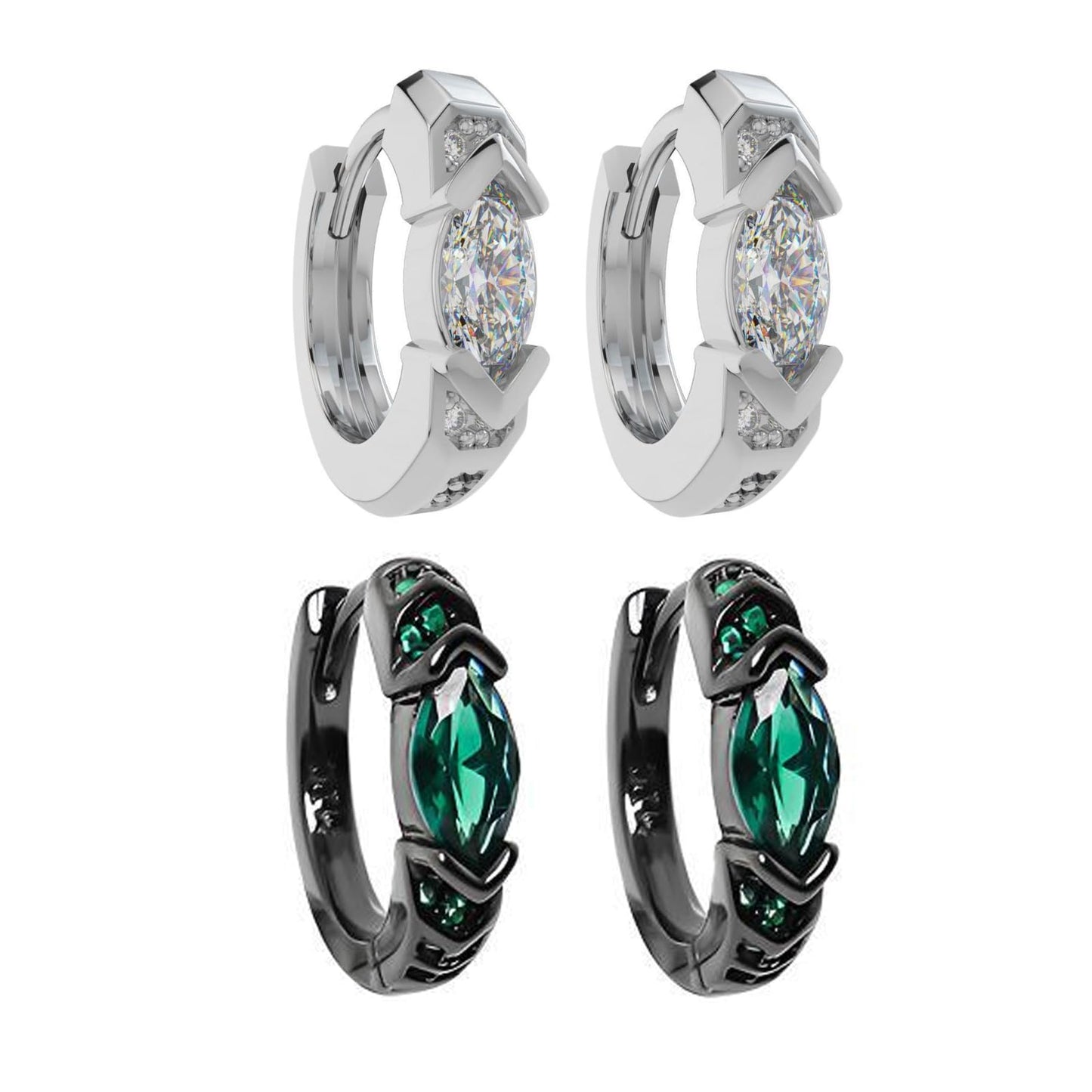 2 Pairs Lymphatic Drainage Moissanite Hoop Earrings for Women Titanium Histone Lymphvity Germanium Cubic Zirconia Earrings Dainty Huggie Hoop Moissanite Earring Jewelry Gifts