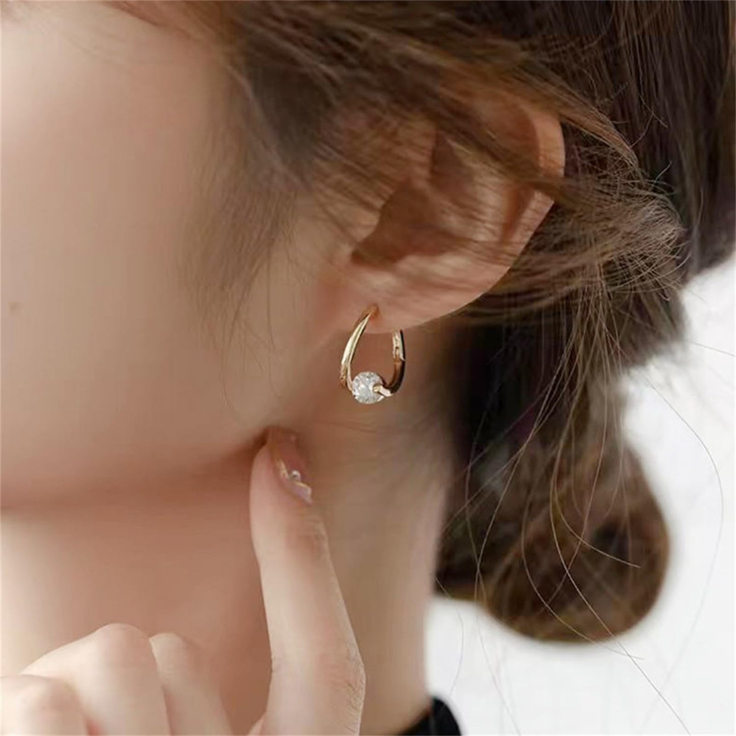 Lymphvity Germanium Crystal Ball Hoop Earrings Gold Silver Plated Unique Colorful Ball Sparkle Rhinestone CZ Lucky Round Circle Dangle Hoop Earrings for Women Minimalist Lymphatic Drainage Jewelry Gifts (Gold)