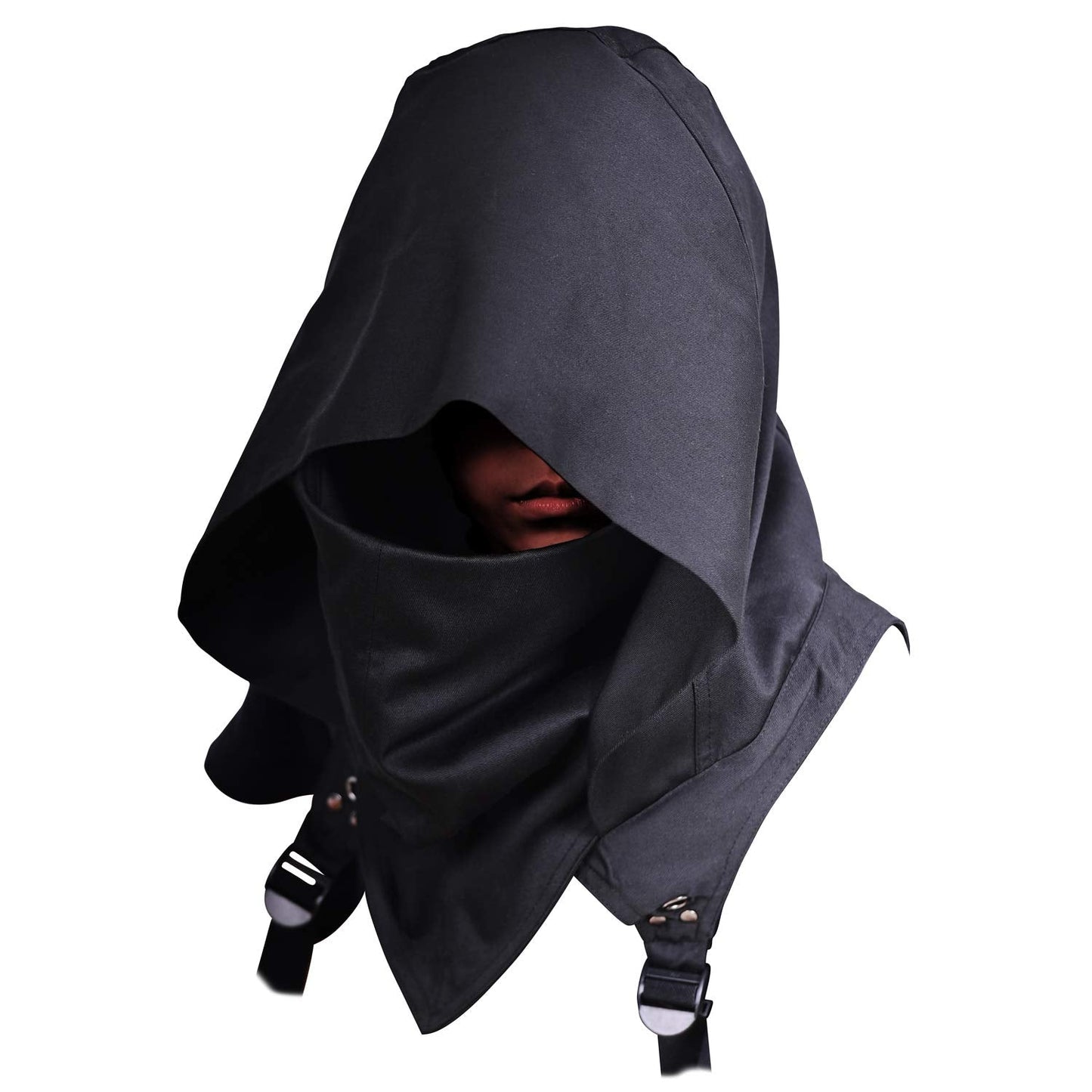 Cyberpunk Rogue Cowl Hood Scarf, Winter Neck Warmer Costume Hooded Cape Hat for Halloween Cosplay and Daily Wear