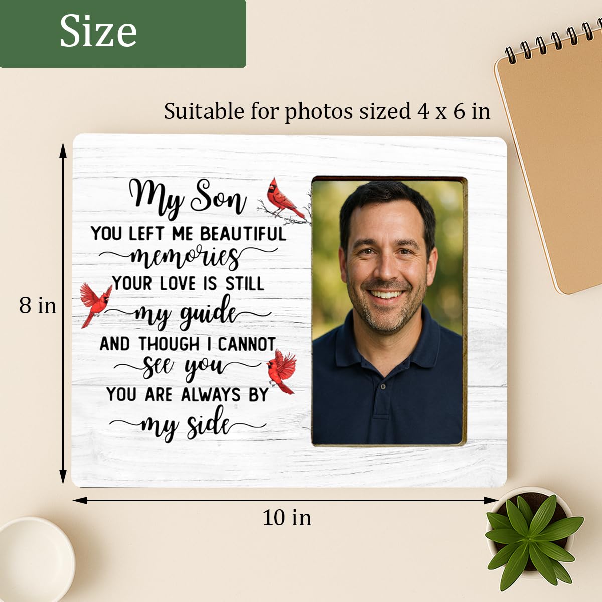 LUERHUI Memorial Cardinal Gifts Picture Frame for Loss of Son, Sympathy Gifts, In Memory of Grandpa Wooden Picture Frames for Loss of Child