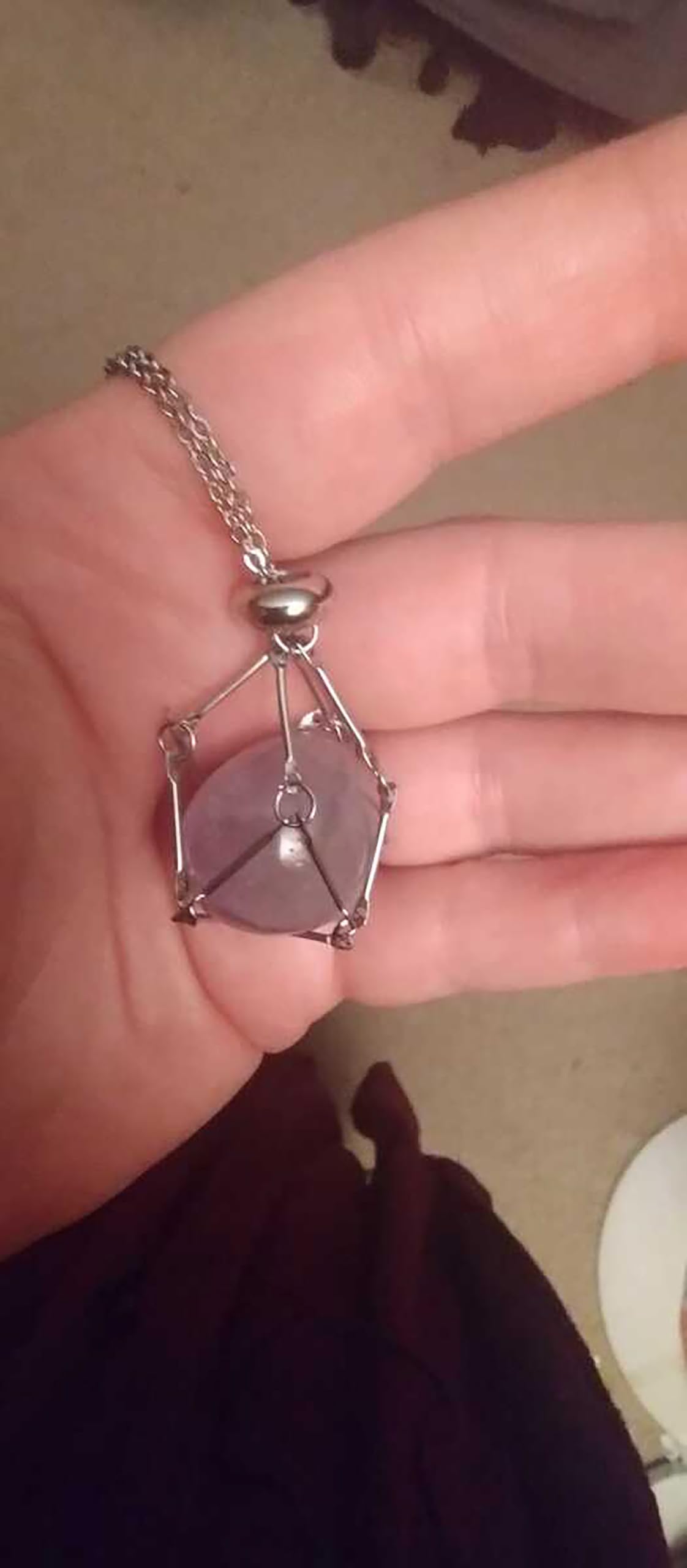 VLIEGEN Crystal Holder Necklace, Stainless Steel Cage for Stone Adjustable Natural Crystal Cage Holder, Quartz Natural Gemstone Jewelry for Women Men (GoldSilver-Small)