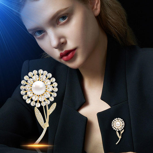 AILONMEI Brooches and Pins for Women Elegant Flower Pearl Brooches Costume Broches Jewelry Lady Christmas Pin for Women (GD-1163)