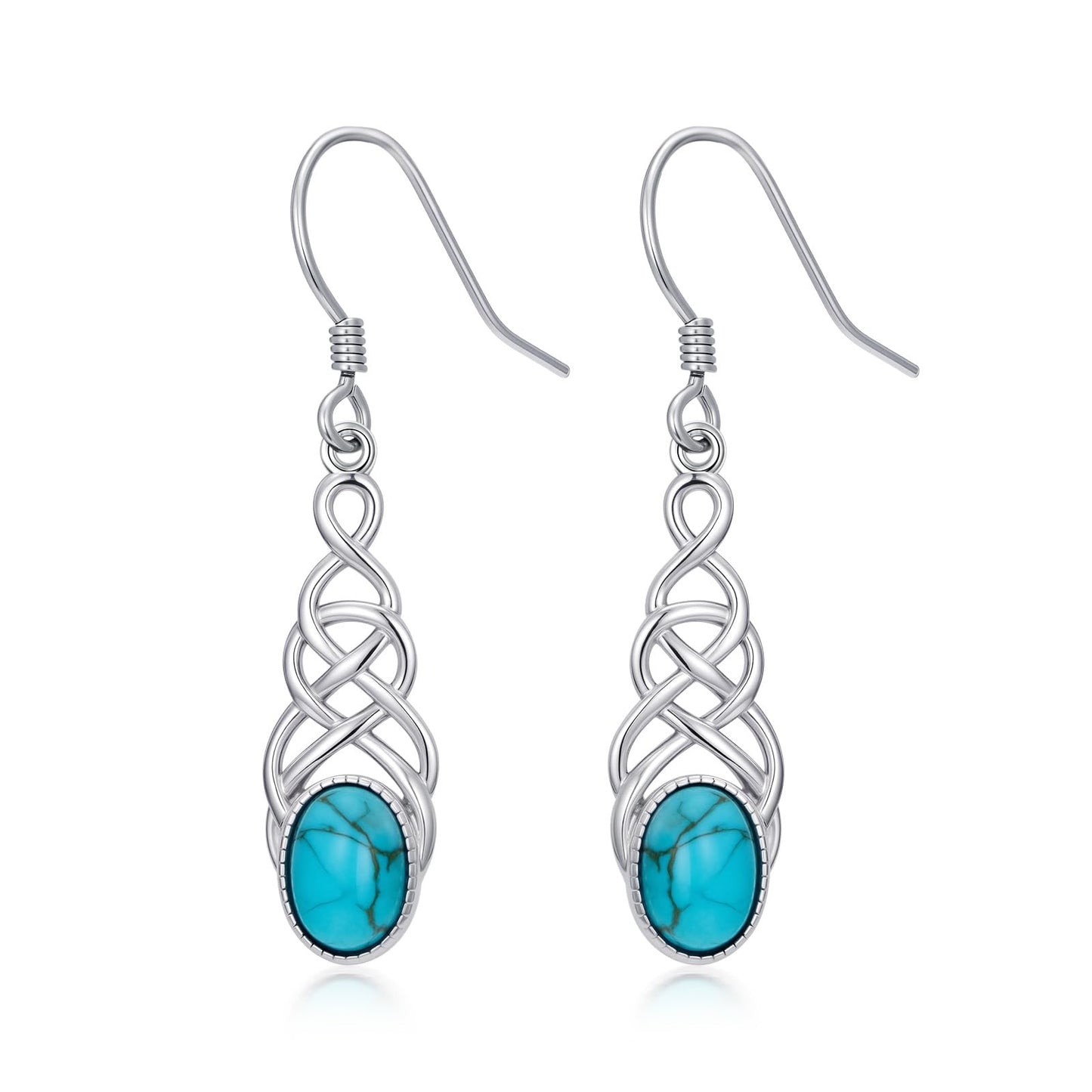 Eetaitai Turquoise Celtic Dangle Earrings for Women 925 Sterling Silver Irish Jewelry Celtic Earrings Native American Jewelry Mothers Day Gifts for Mom Wife Sister