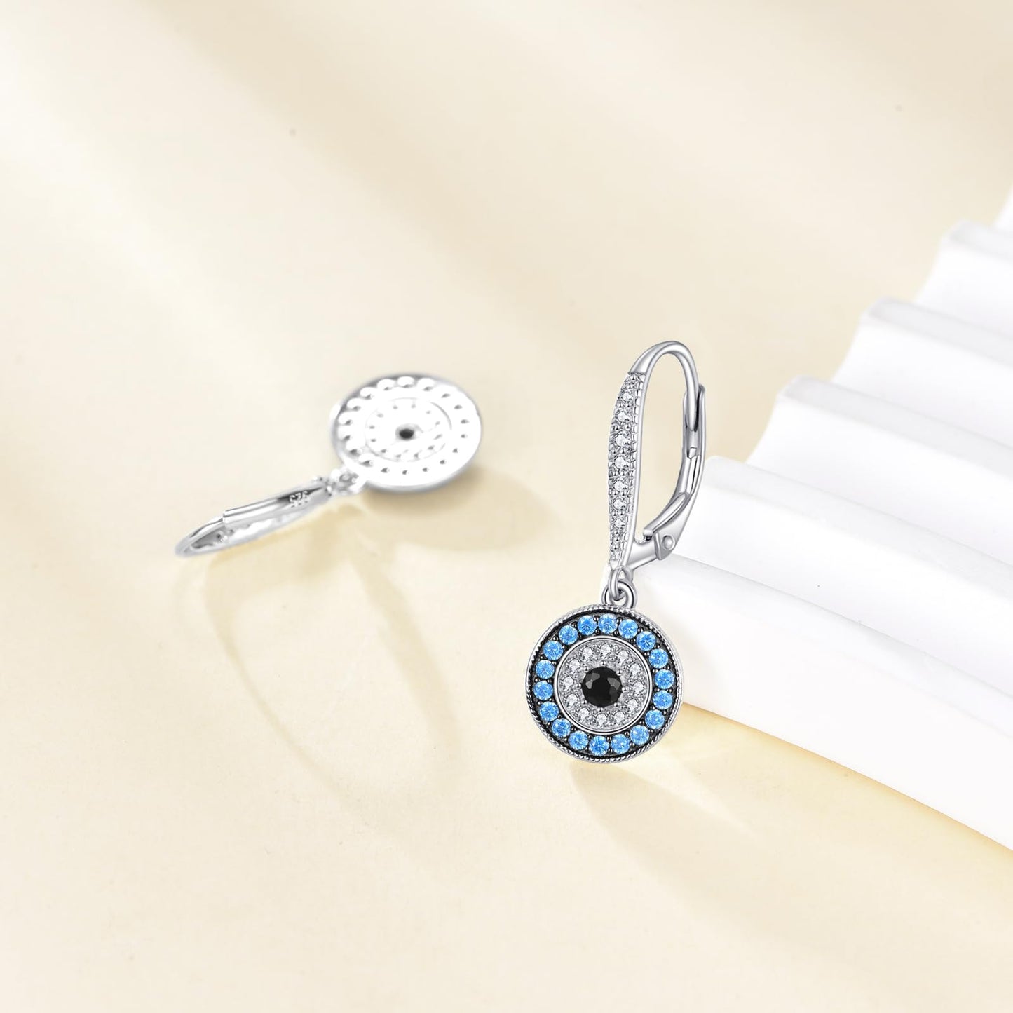YFN Evil Eye Earrings for Women Sterling Silver Evil Eye Dangle Earrings CZ Minimalist Jewelry Gifts for Women Greek Protection Jewelry