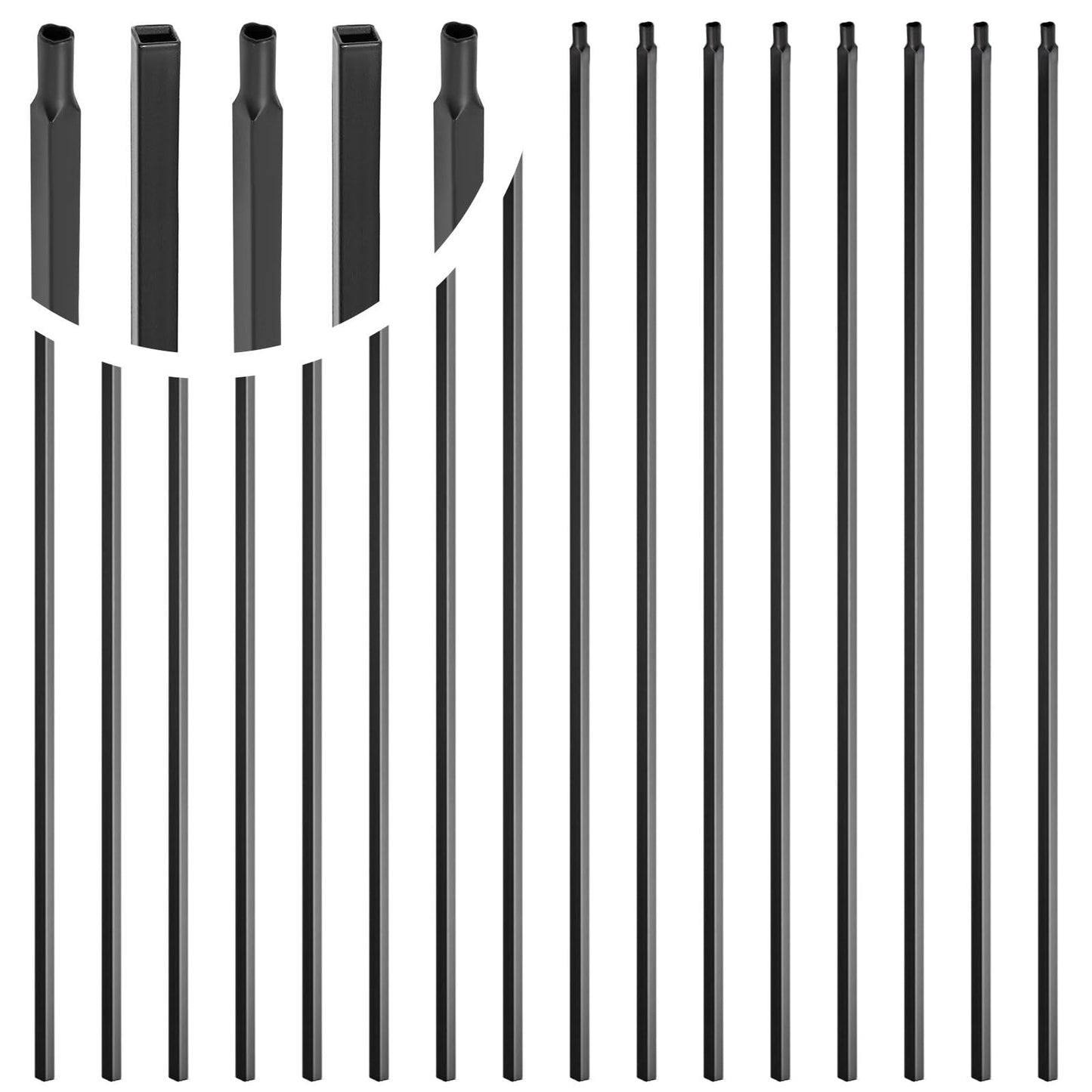 30 Pack 44'' Wrought Iron Balusters, Hollow Straight Bar Metal Baluster for Decks, Iron Balusters for Staircase Interior Decorative Stair Deck Railing 1/2-inch Satin Black Deck Spindles