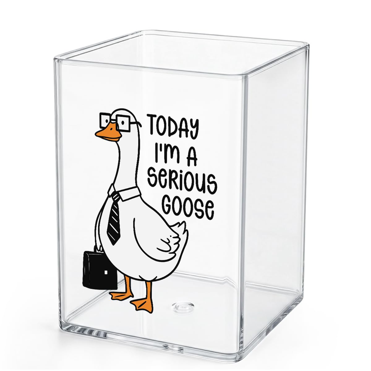 Funny Today I'm A Serious Goose Office Quotes Desk Pencil Holder Appreciation Administrative Professional Day Gifts for Women Men Manager Coworker Acrylic Pen Holder Pencil Pen Cup