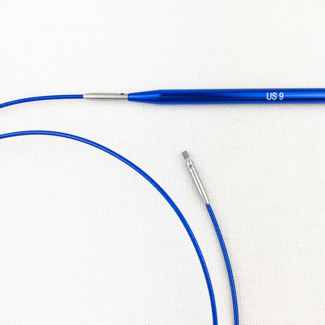 Atelier Interchangeable Knitting Needles, Stainless Steel, Knitting Needles Set with 14 Needle Sizes (Blue)
