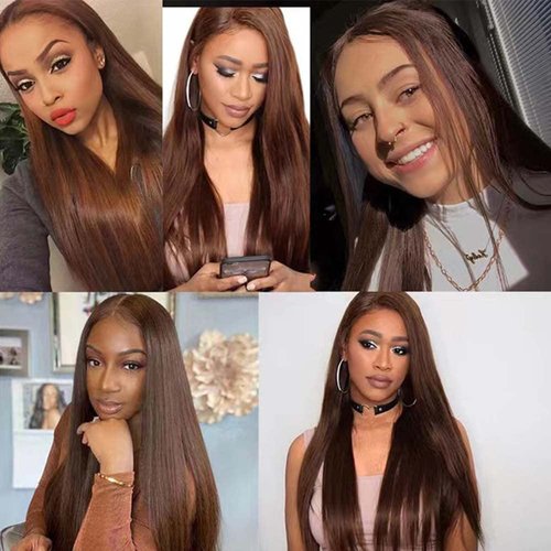 Giginger Bundles Human Hair 16 18 20 Inch Color 30 Light Brown Straight Bundles Human Hair Unprocessed Quick Weave Soft Sewn In Hair Extensions for Black Women