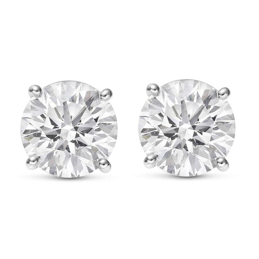 14K White Gold 0.5 Carat Round Shape LAB GROWN Diamond IGI Certified Stud Earrings for women 4 Prong Push Back (E/F Color VS2/SI1 CLARITY)