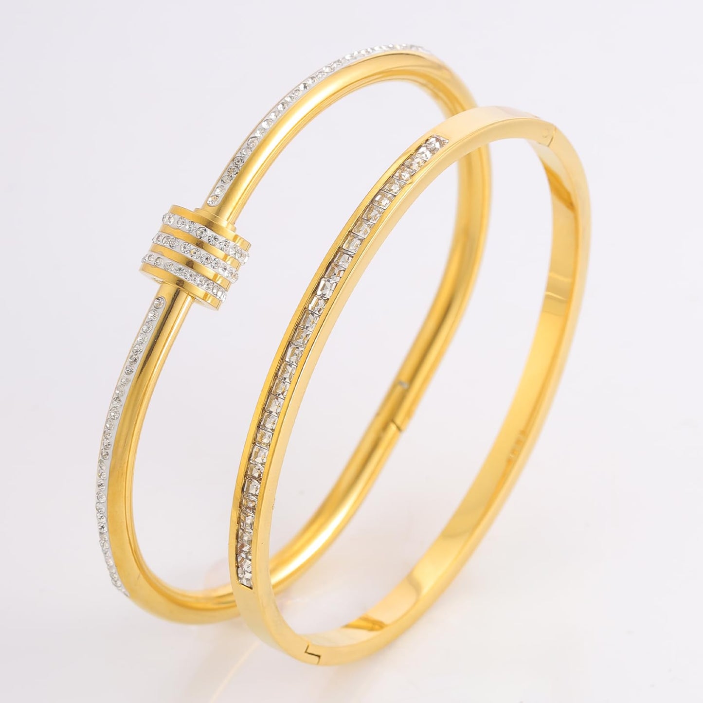 Camhanno Gold Bangles for Women - Stainless Steel Love & Friendship Bracelet Set with Gift Box | Daily Wear & Party Jewelry