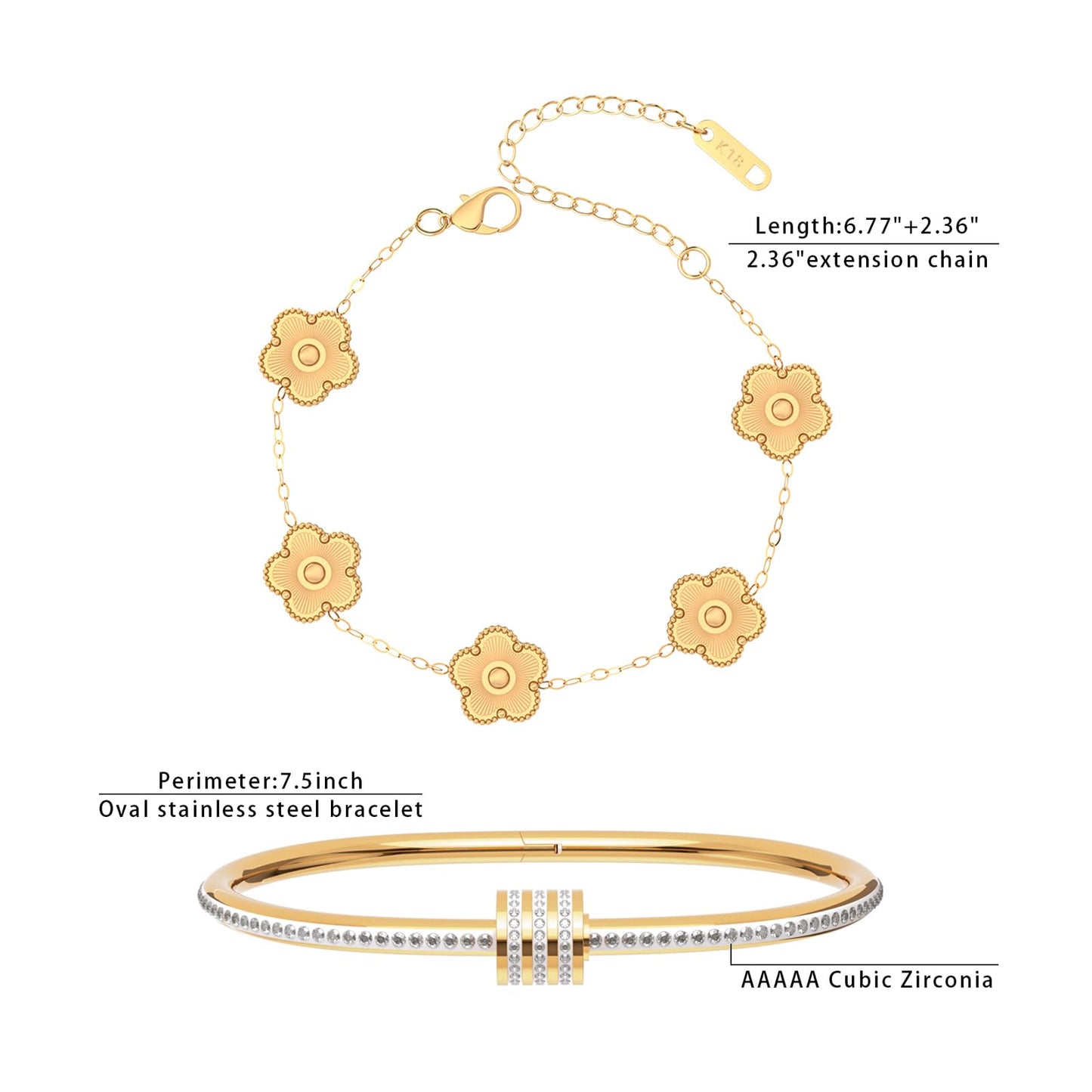PCY Gold Bracelets For Women,3PC Bangle Gold Plated Bracelets For Women,Trendy Statement Cuff Stackable Bangles Set,Fashion Jewelry for Women. (Medium, Lucky Love)