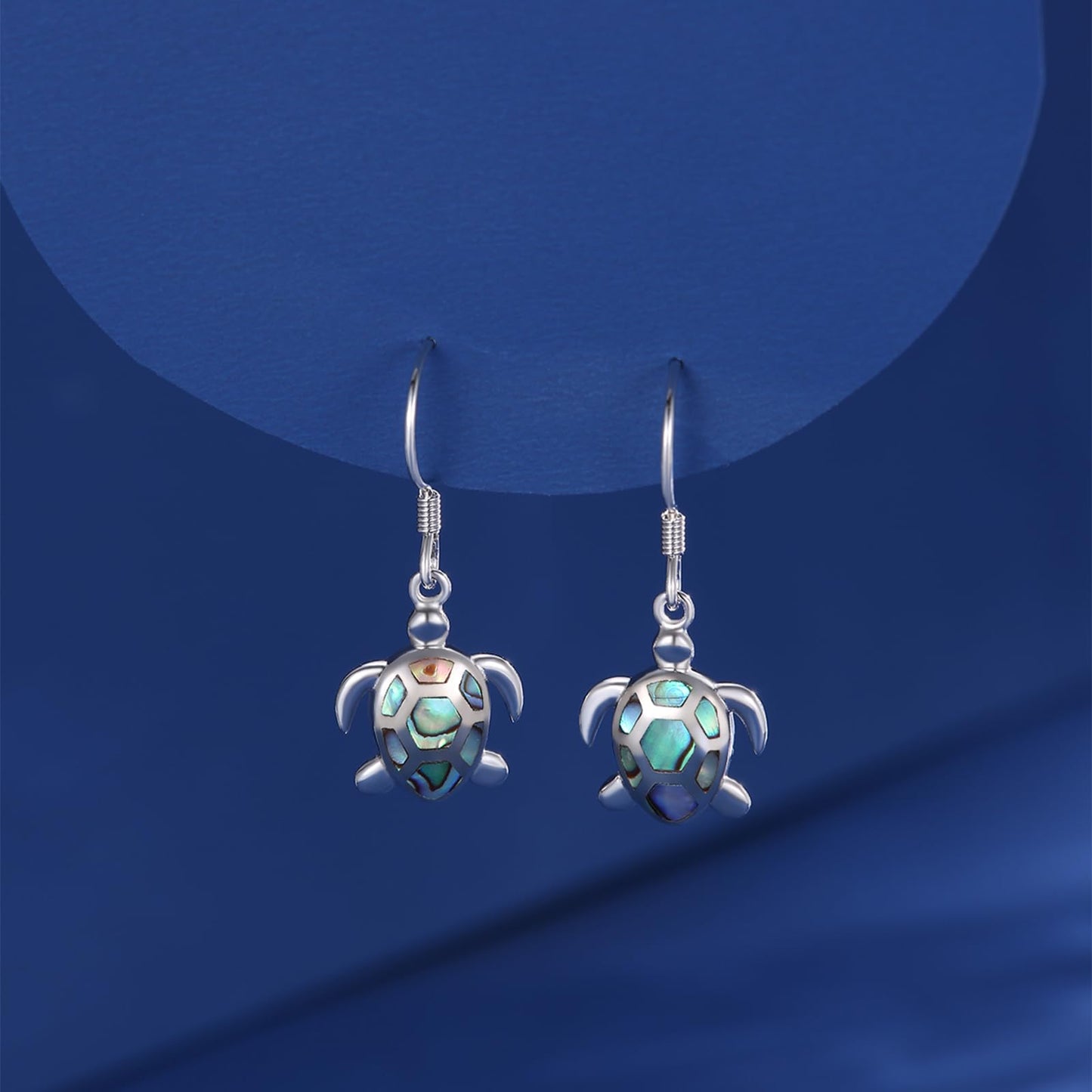 AOVEAO Abalone Turtle Dangle Earrings,S925 Sterling Silver Tortoise Ocean Sea Animal Earring Jewelry for Women Girlfriend Mom Wife Girlfriend Birthday Mothers Day Sister Friend for Sensitive Ears