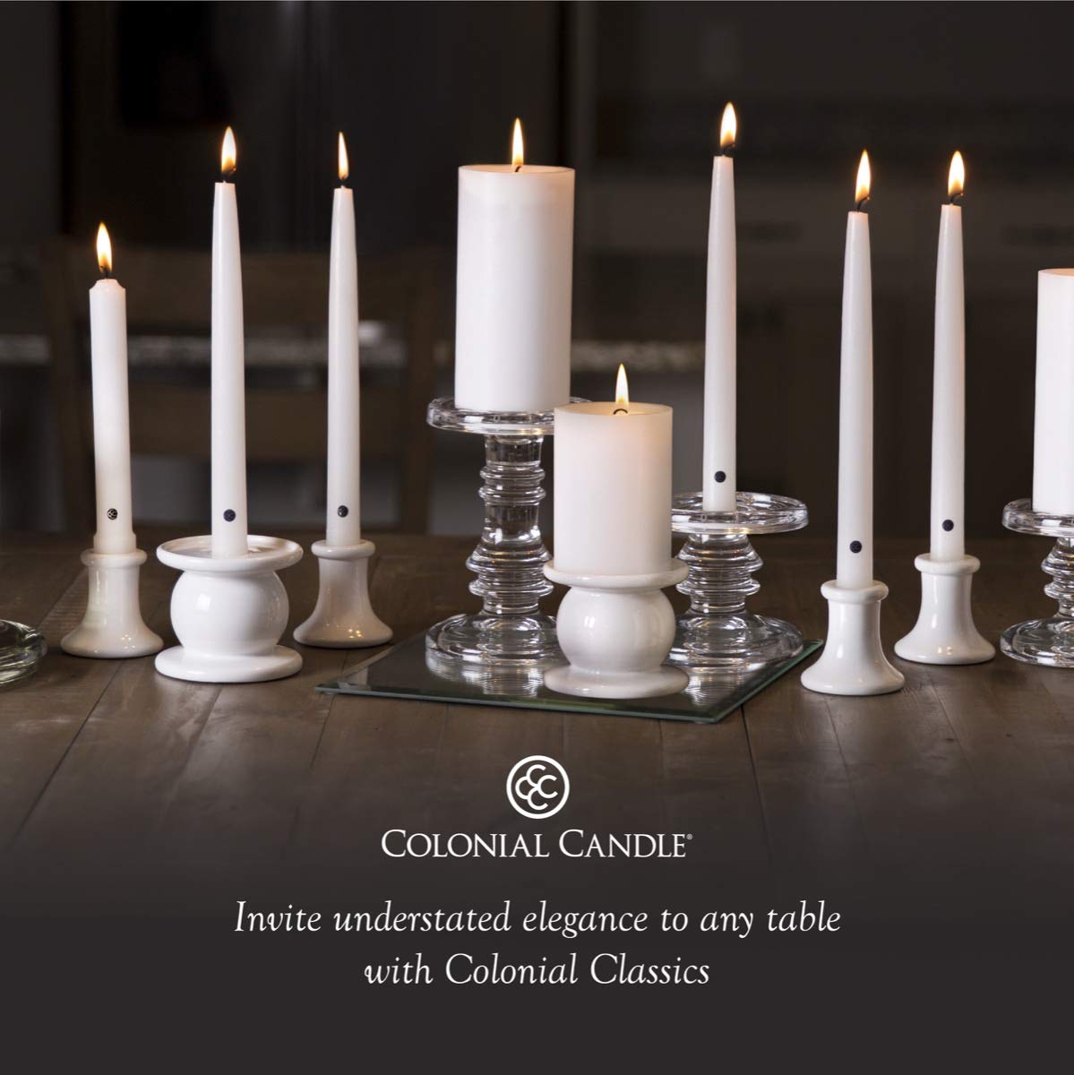 Colonial Candle Unscented Taper Candle, Classic Collection, Black, 12 in, Pack of 12 - Up to 10 Hours Burn