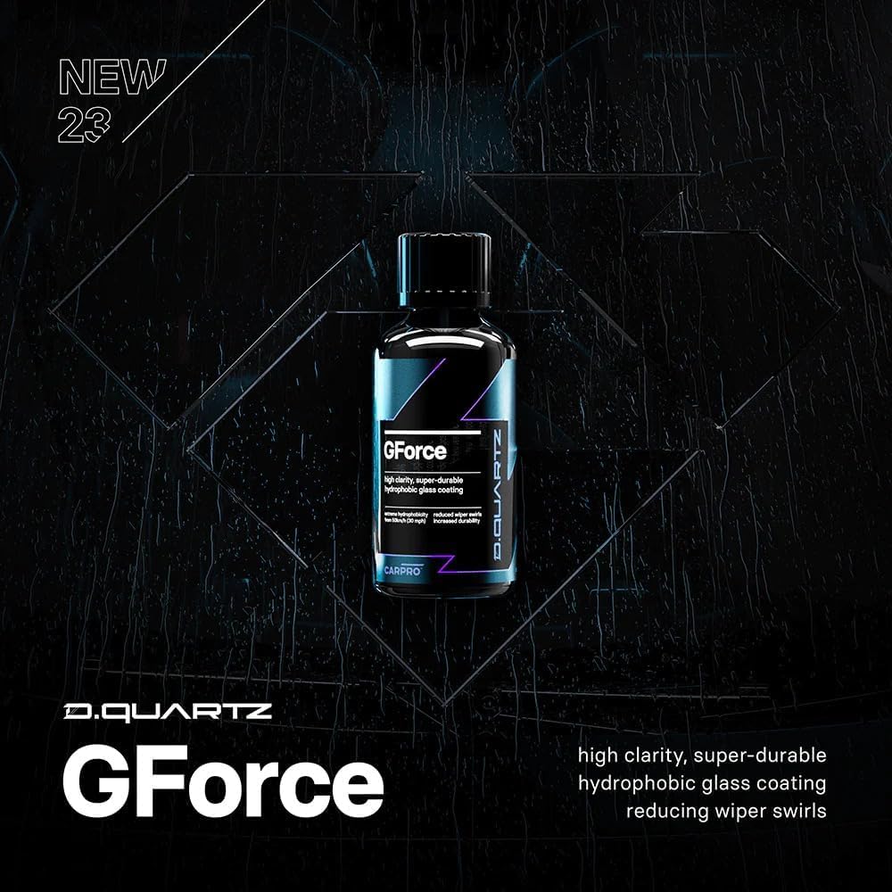CARPRO DQUARTZ GForce Glass Coating - Windshield & Window Rain Repellent Glass Treatment Sealant Ceramic Coating for Crystal-Clear Vision - Super Durable Hydrophobic Slickness - (50mL Kit)