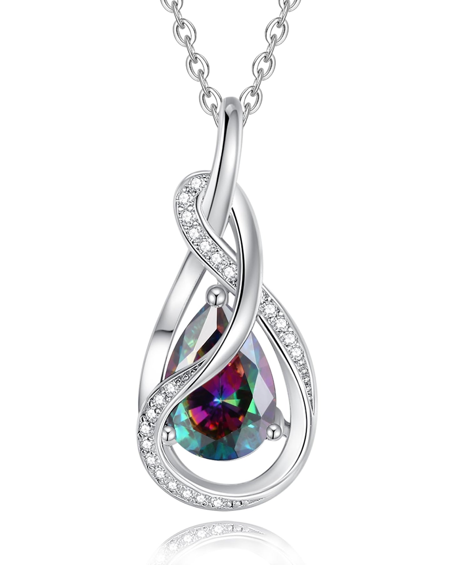 FANCIME Alexandrite Necklace June Birthstone Sterling Silver Infinity Knot Pendant Necklace Gemstone Fine Jewelry Birthday Graduation Mothers Day Gifts for Women Mom