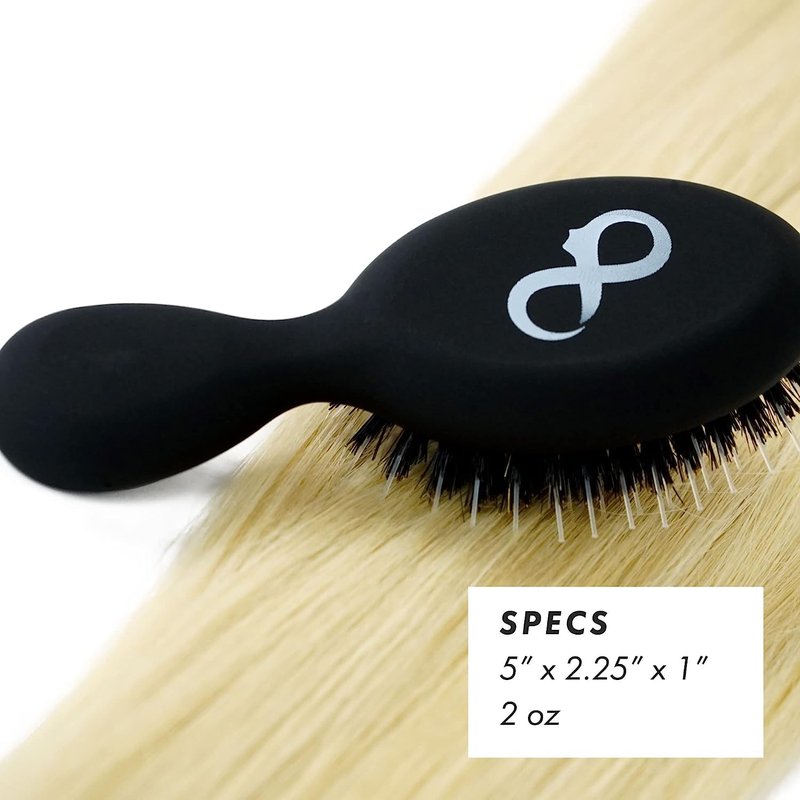 Boar Bristle Brush Set by Everlong, Boar Hair & Nylon Mix Paddle & Mini Brush Duo, Add Shine and Stimulate Scalp, Regular & Travel Size, Safe for Hair Extensions & Wigs