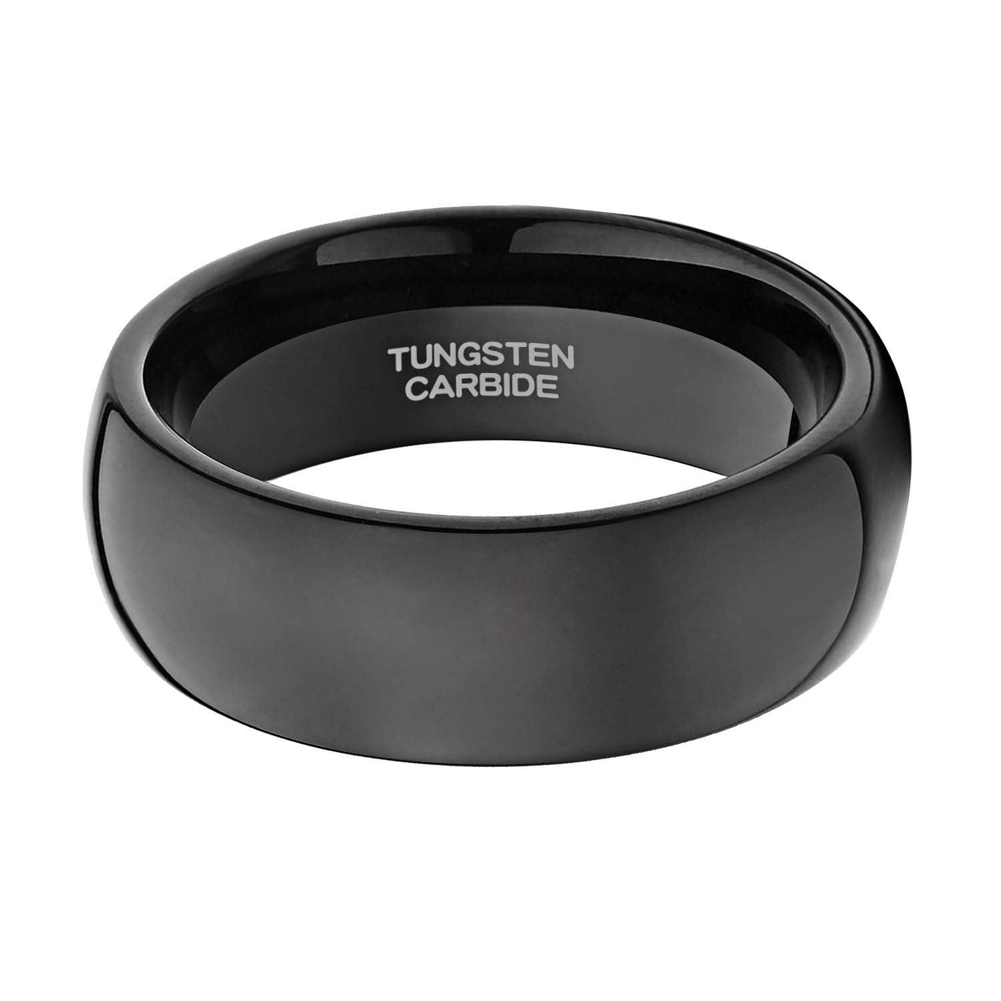 TRUMIUM 8mm Black Ring Band Tungsten Wedding Band for Men Women High Polished Dome Comfort Fit Size 10