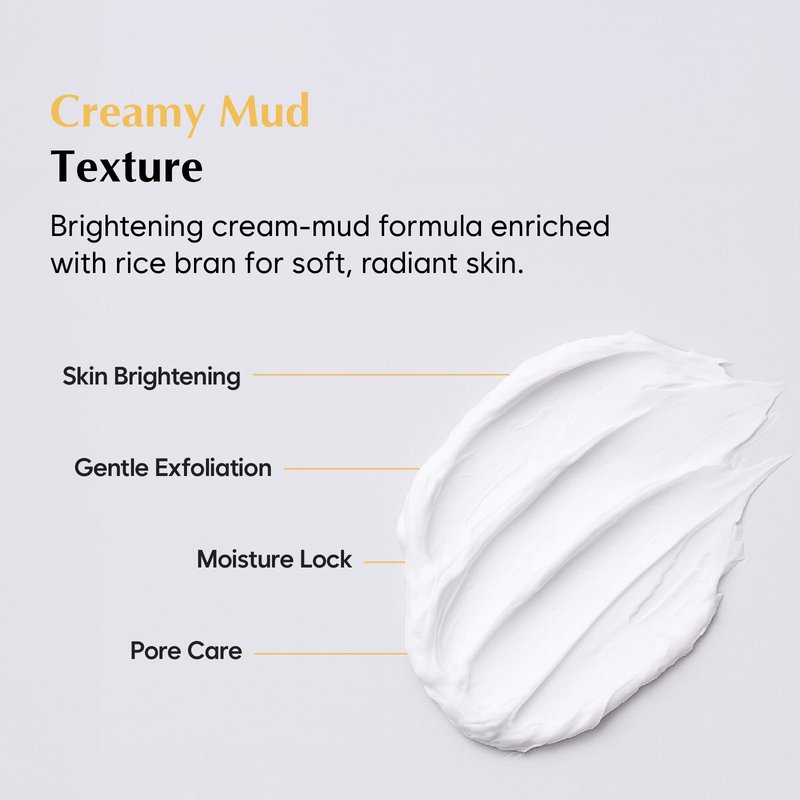 MIDHA RICE MASK, 3.38fl.oz/100ml, Hydrating, Smoothing, for Dull, Rough Skin, Pore Clearing, Wash off Pack Facial Mask, Mud Texture, Uneven Skin Tone