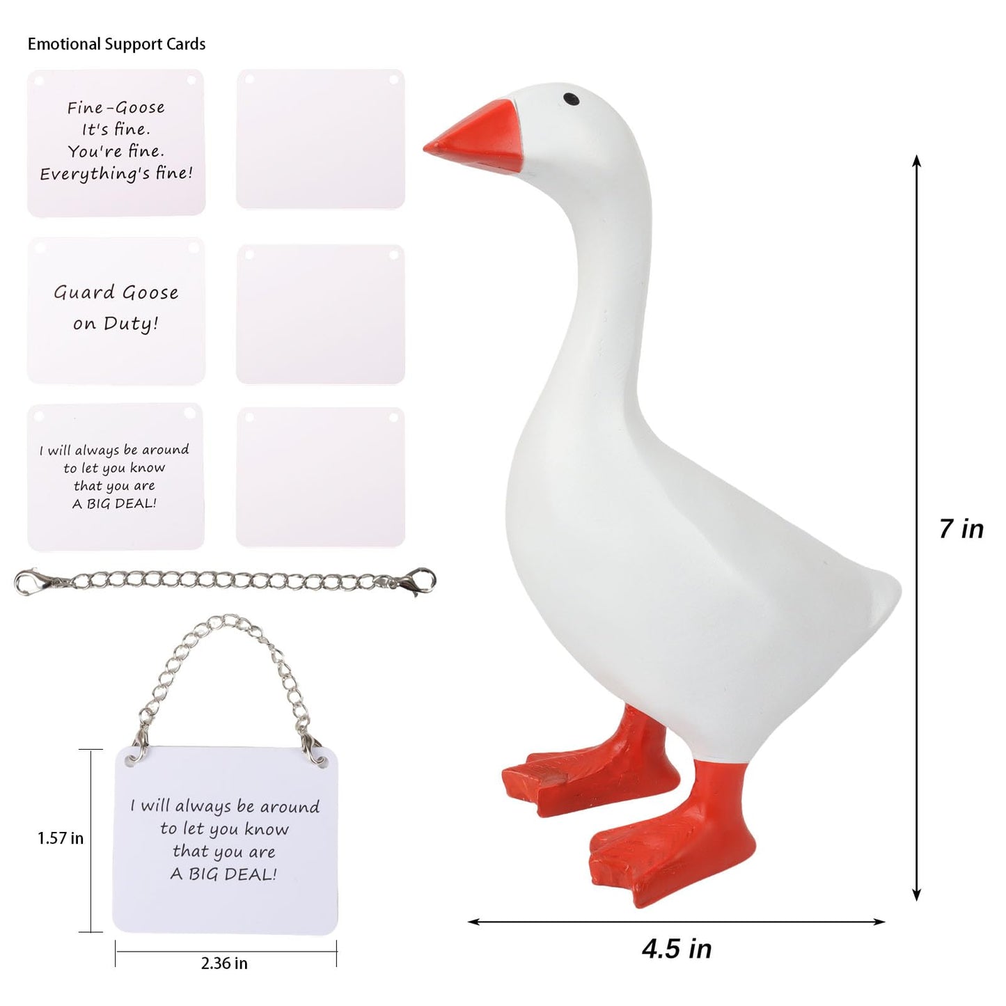 Magnetic Desk Goose Key Holder 7 Inch, Emotional Support Desktop Mini Goose Resin Statue, Cute Home Decor, Office Table Desk Duck Sculpture, Bedroom Decor Housewarming Gift for Friends and Family