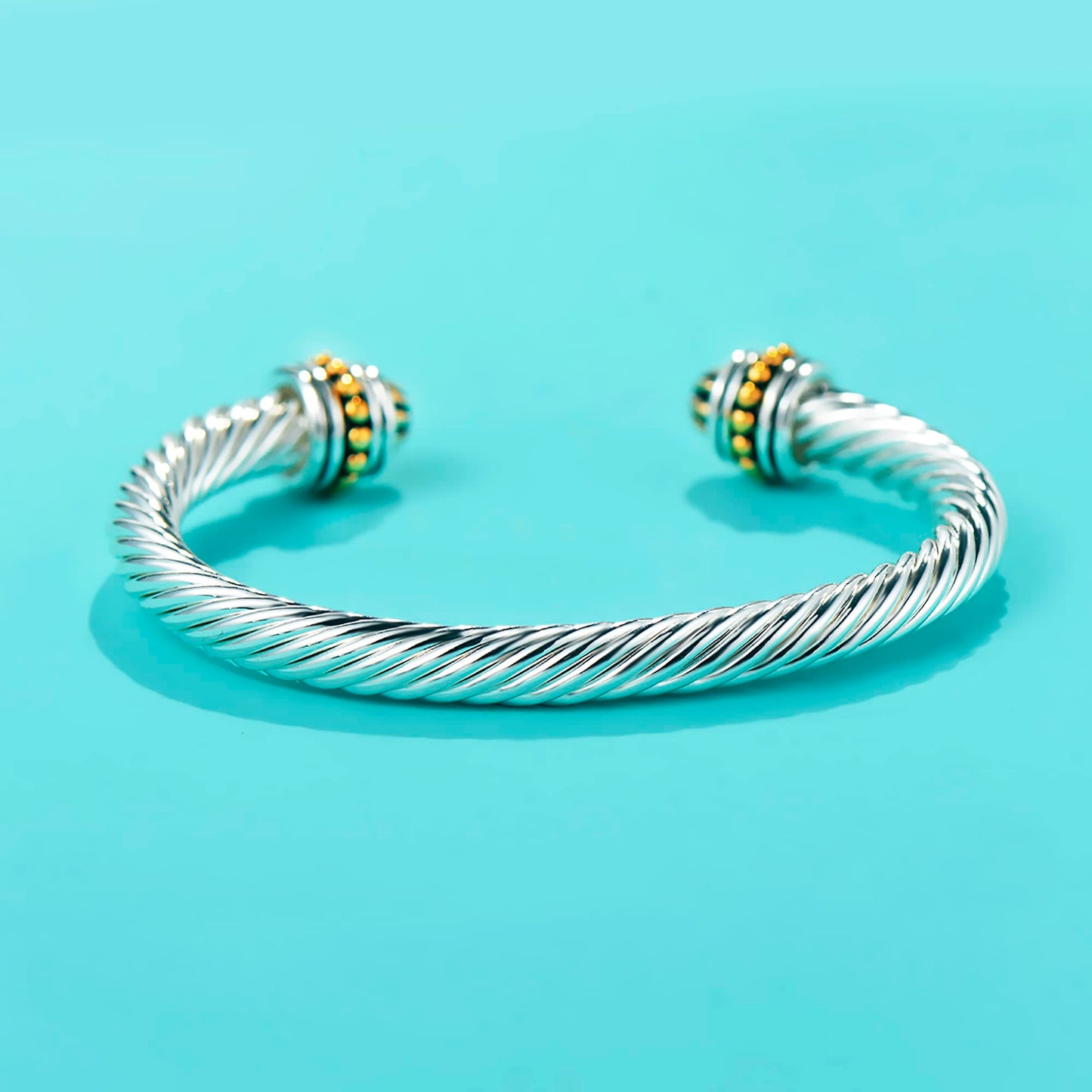 UNY JEWEL Women Jewelry Gold Dots Caviar Twisted Cable Wire Open Cuff Bangle Bracelets Makes a Stylish Christmas Valentine Gifts
