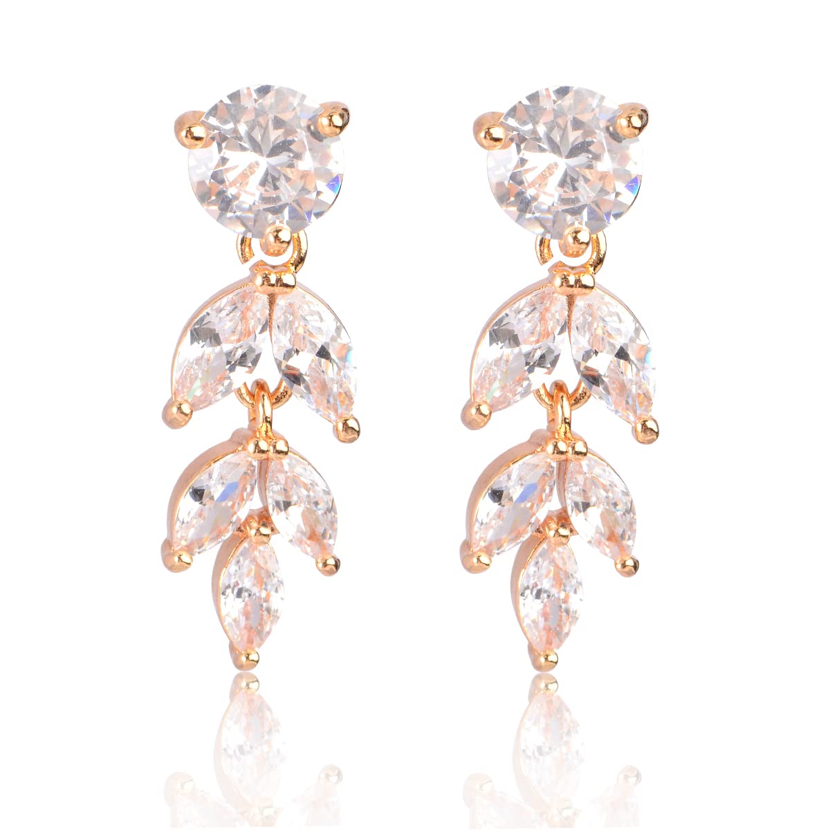 Cinmilada Bridal Earrings for Wedding Gold Sterling Silver Marquise Teardrop Cubic Zirconia Crystal CZ Cluster Earrings for Bride Bridesmaids Women Costume Jewelry Gift