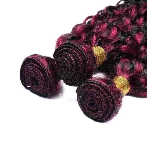 Habiliana Bundles Human Hair 20 22 24 Inch Jerry Curly Wave Burgundy P1B/99J Human Hair Bundles 11A Unprocessed Brazilian Virgin Quick Weave Hair Extensions for Black Women
