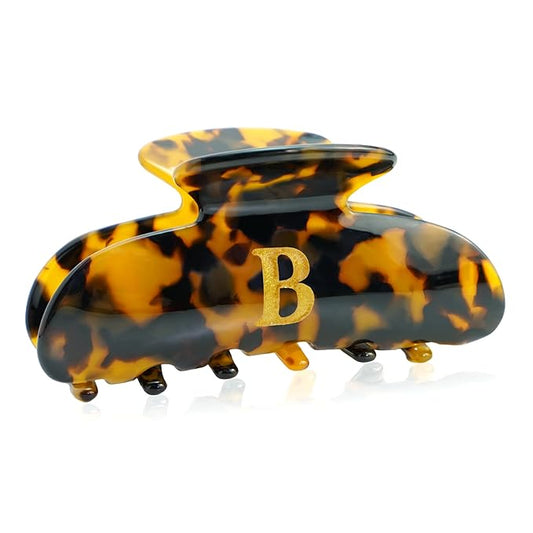 Acrylic Letter Hair Clips for Women -Tortoise Shell Monogram Hair Claw Alphabet Large Hair Clip, Fashion Glitter Claw Clips Elegant And Durable Hair Accessory, Letter B